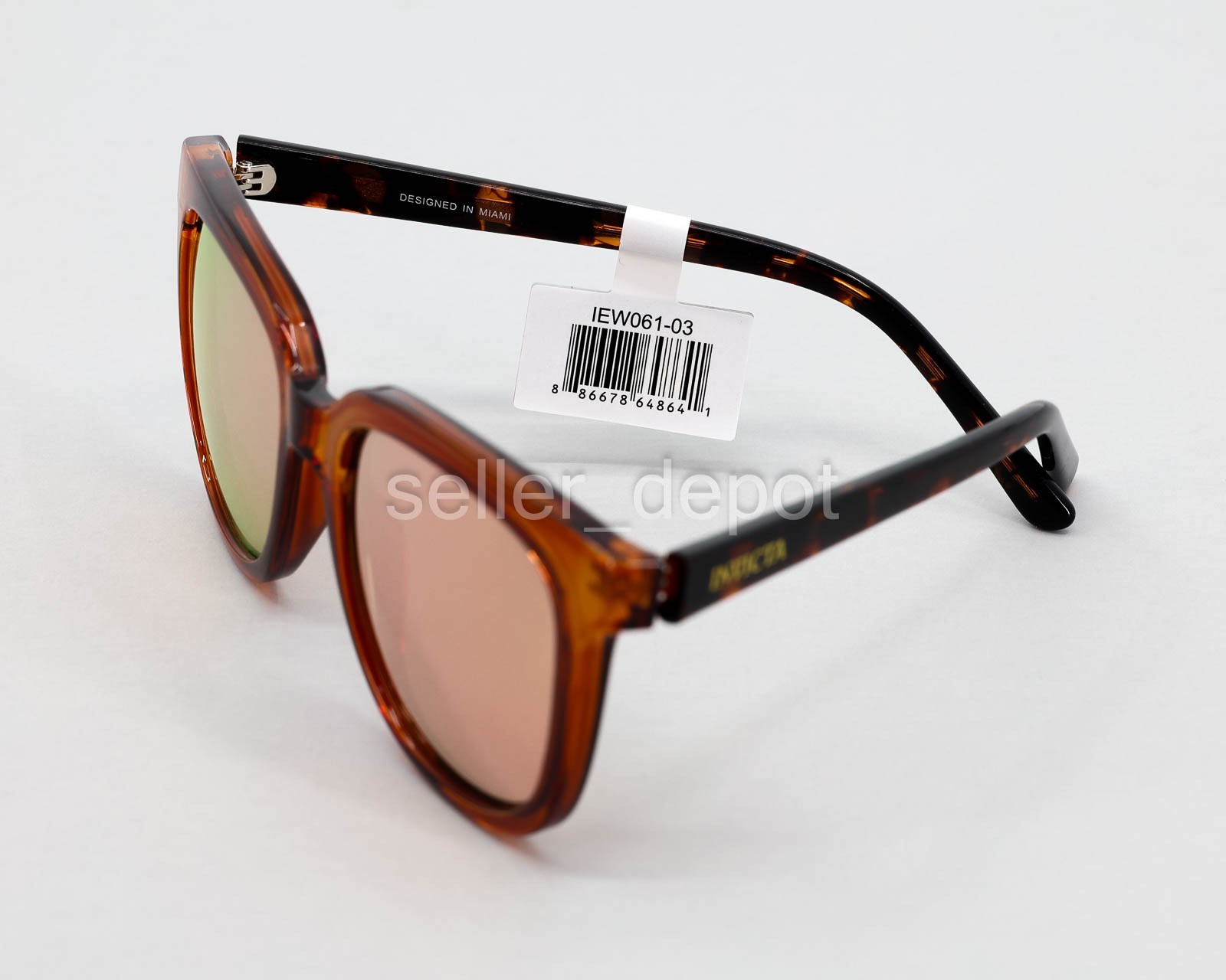 NEW Invicta Unisex Polarized Sunglasses IEW061‑03 Champagne w soft & hard Cases