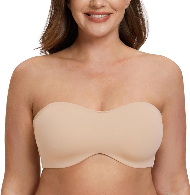 MELENECA Women s Strapless Bra Bust Minimizer with Underwire Black 30A Pale Nude