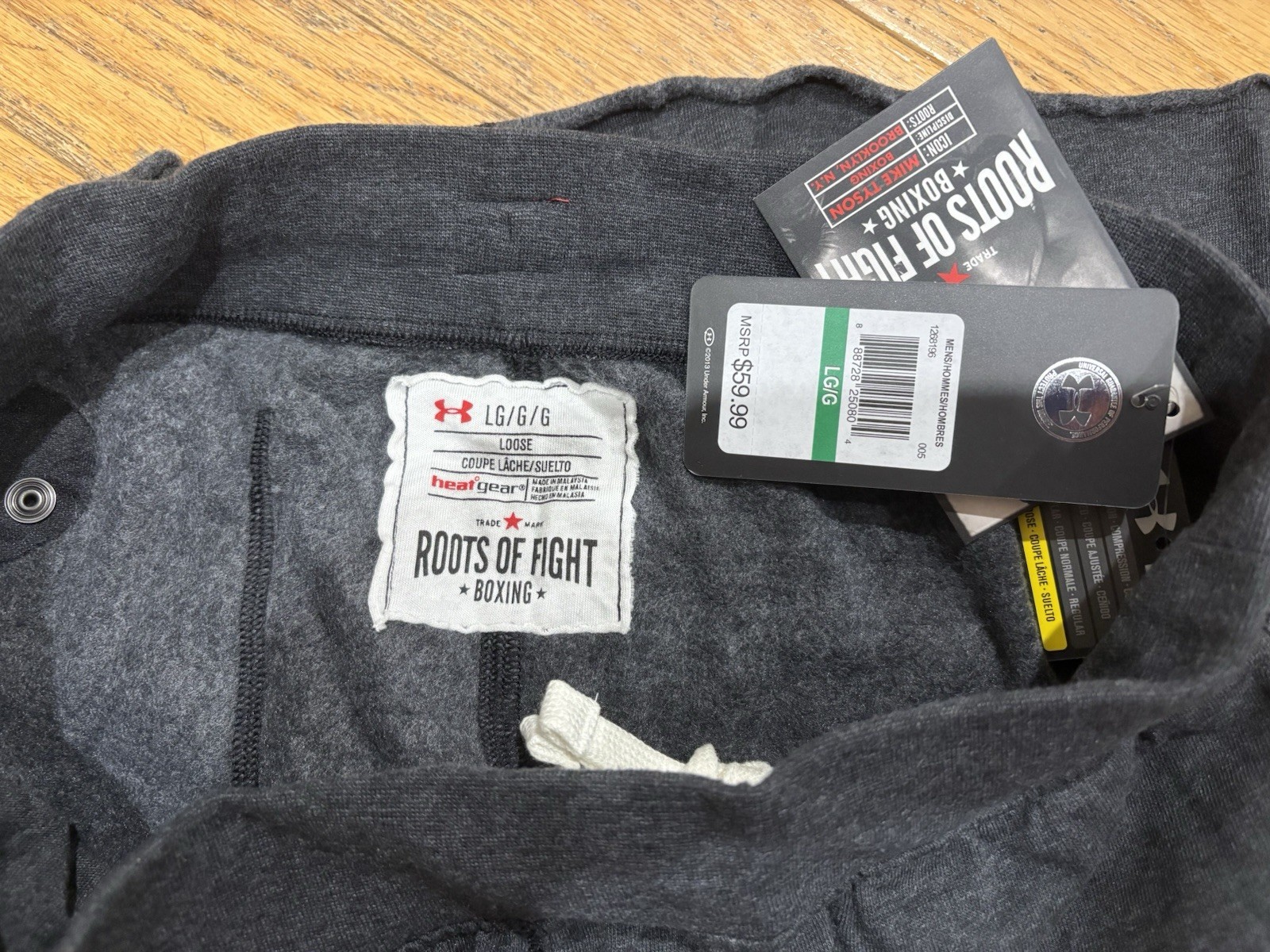 NWT Mike Tyson Roots of Fight Under Armour Boxing Dark Nike Gray Men Short Large