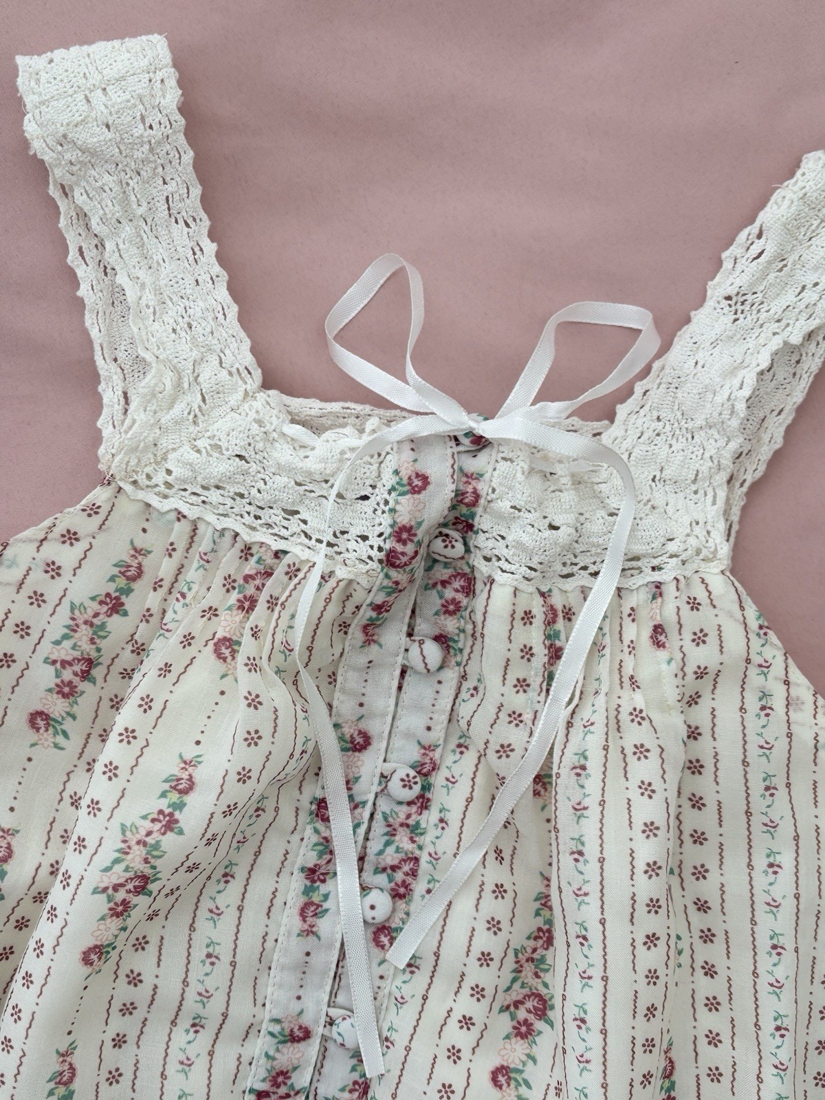 Lotus & Lavender Cottagecore Floral Lace Tank Top Womens Medium Coquette Y2K