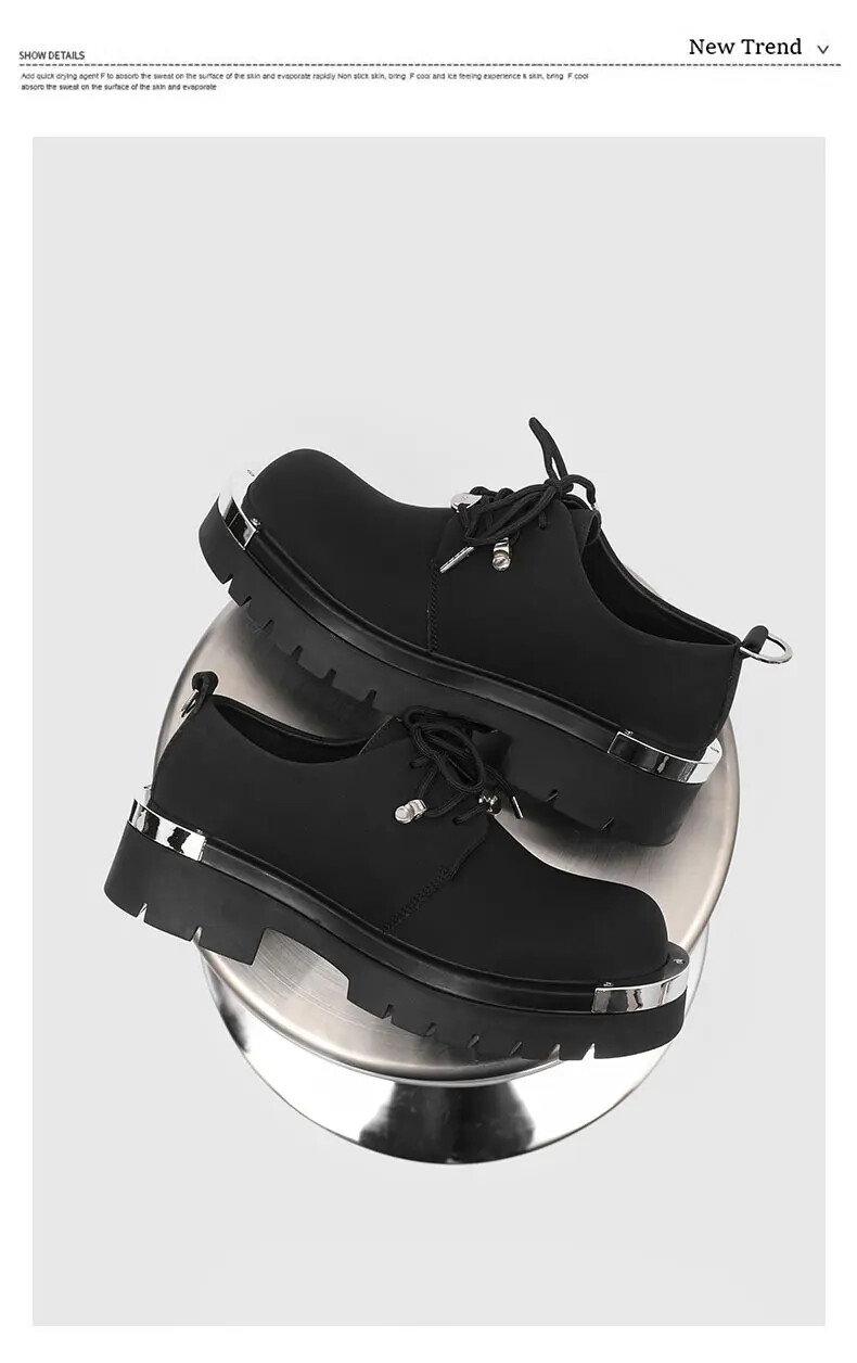 Mens Metal Round Toe Casual Lace Up Dress Formal Business Platform Fashion Shoes
