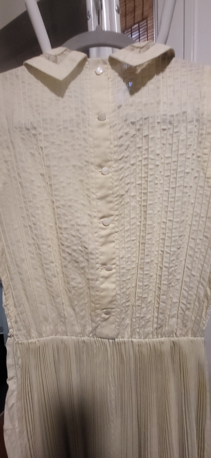 Vintage 1950’s Carlye Ivory Cream Micro Pintuck & Lace Panels-Fit & Flared Dress