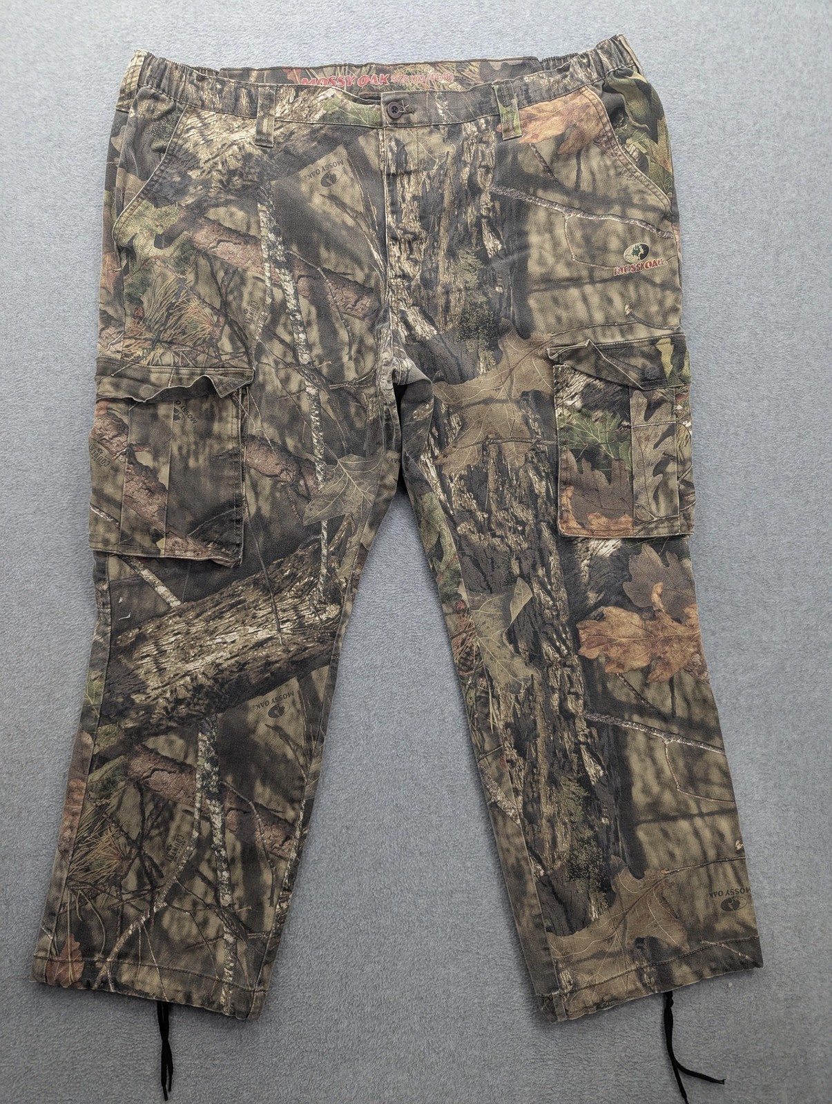Mossy Oak Cargo Pants Mens 2XL 44-46 Brown Camo Elastic Waist Hunting Outdoor