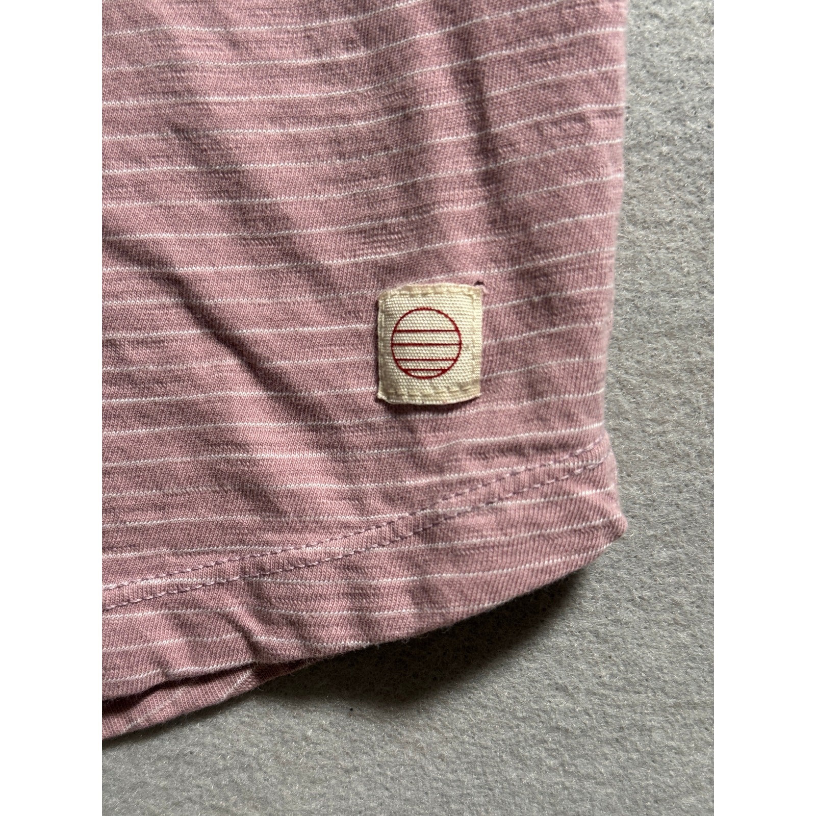 Marine Layer Pink and White Striped Crewneck Pocket T-Shirt Mens Size M/L