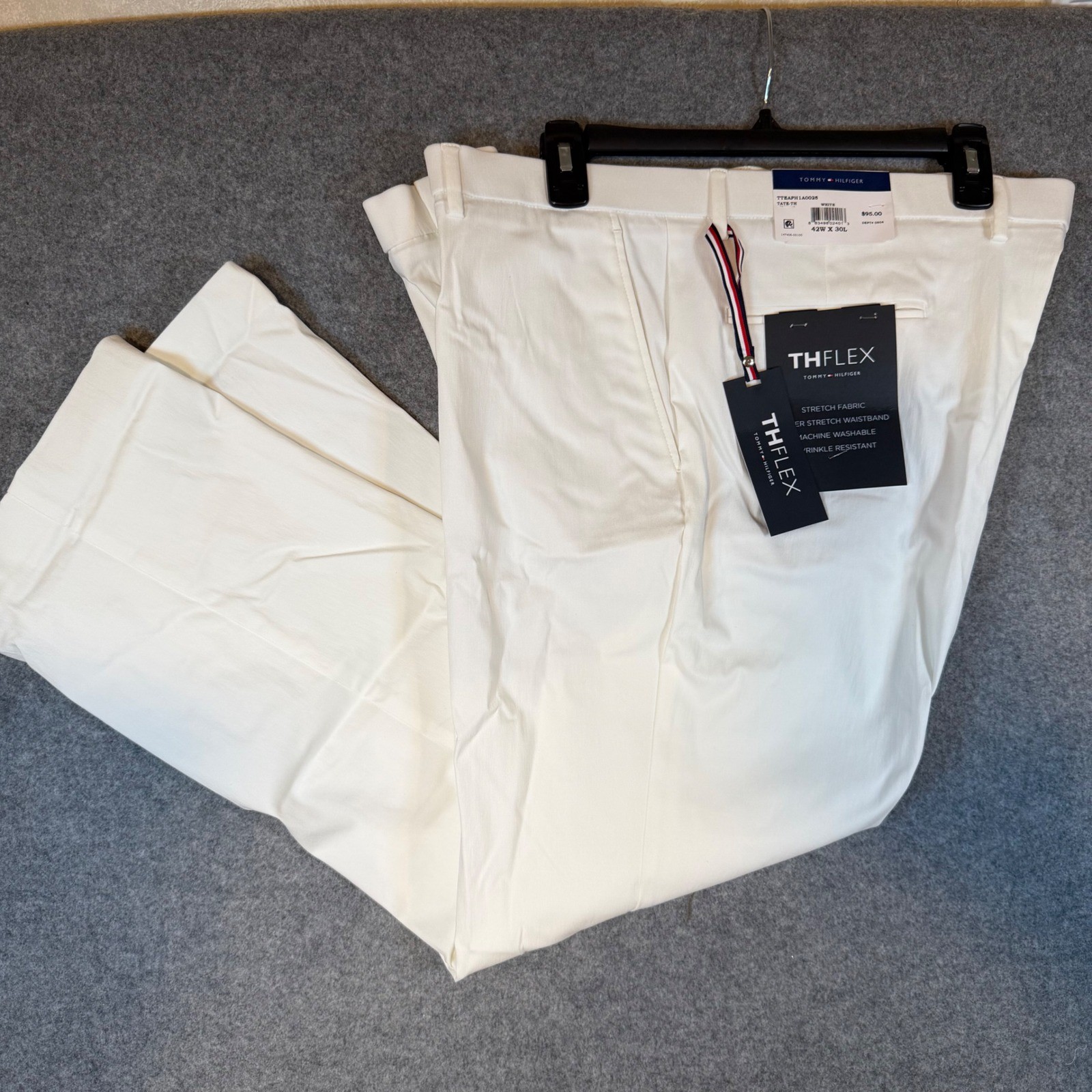 Tommy Hilfiger Mens THFlex Tate-TH White Stretch Trousers 42W x 30L TTEAPH1A0025