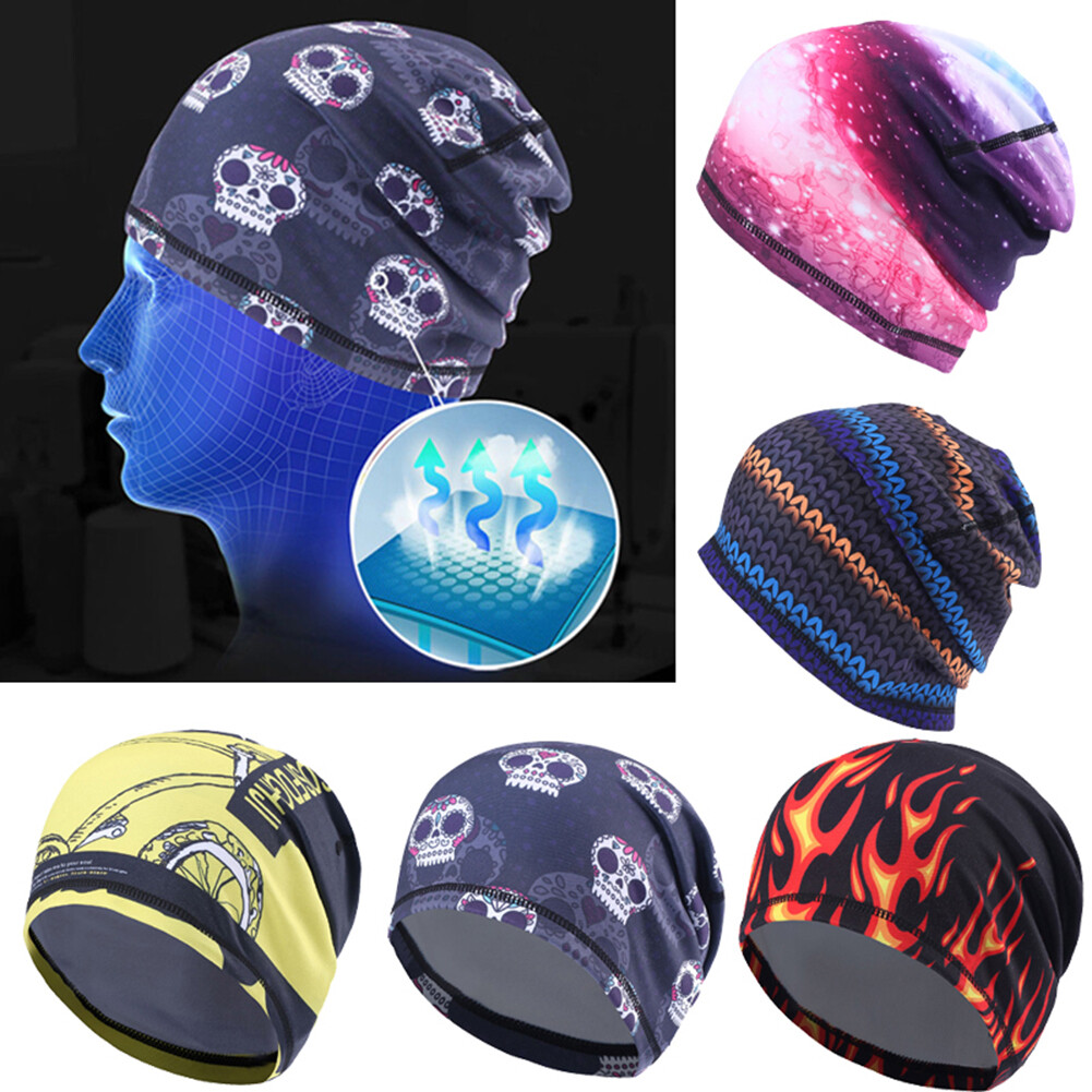 Winter Skull Caps Moisture Sweat Wicking Thin Fleece Hat Cycling Helmet Beanies
