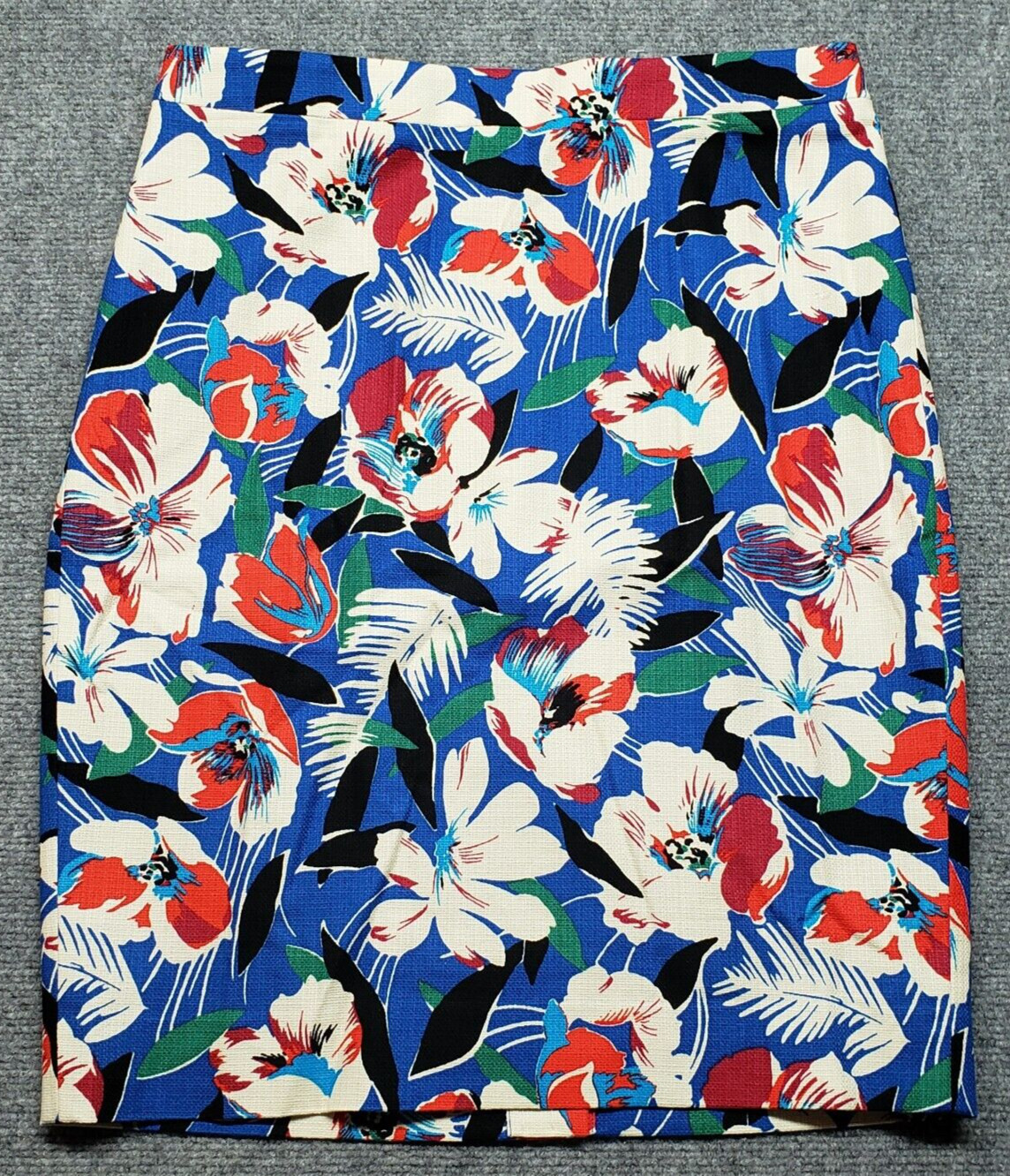 J Crew Pencil Skirt Womens 6 Multicolor Blue Floral Above Knee Lined Cotton New
