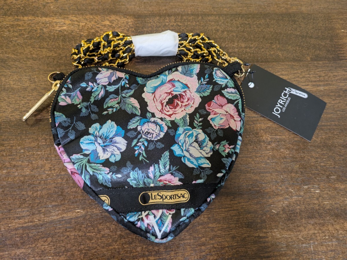 New LeSportsac x JOYRICH Heart Rose Nylon Lightweight Shoulder Chain Strap Pouch