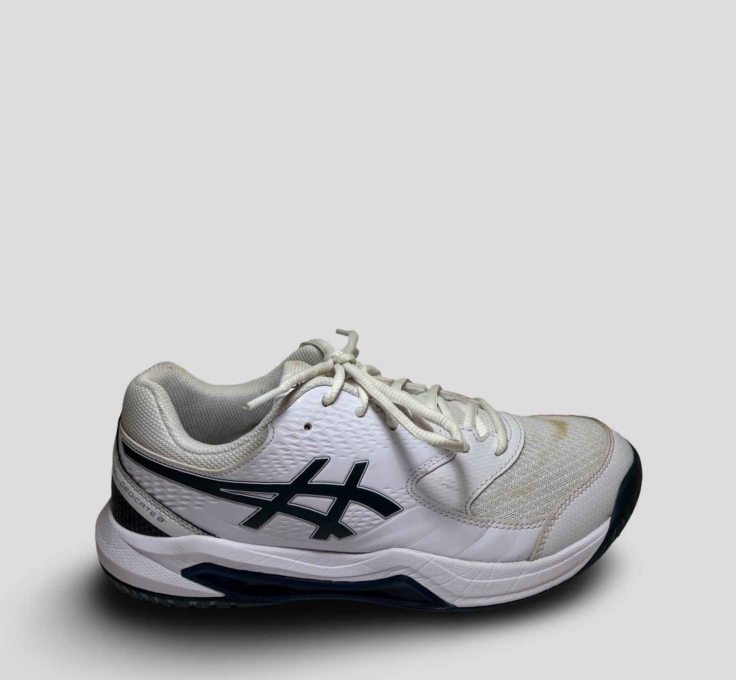 ASICS Gel-Dedicate 8 Men’s Size 8 White/Mako Blue Tennis Shoes