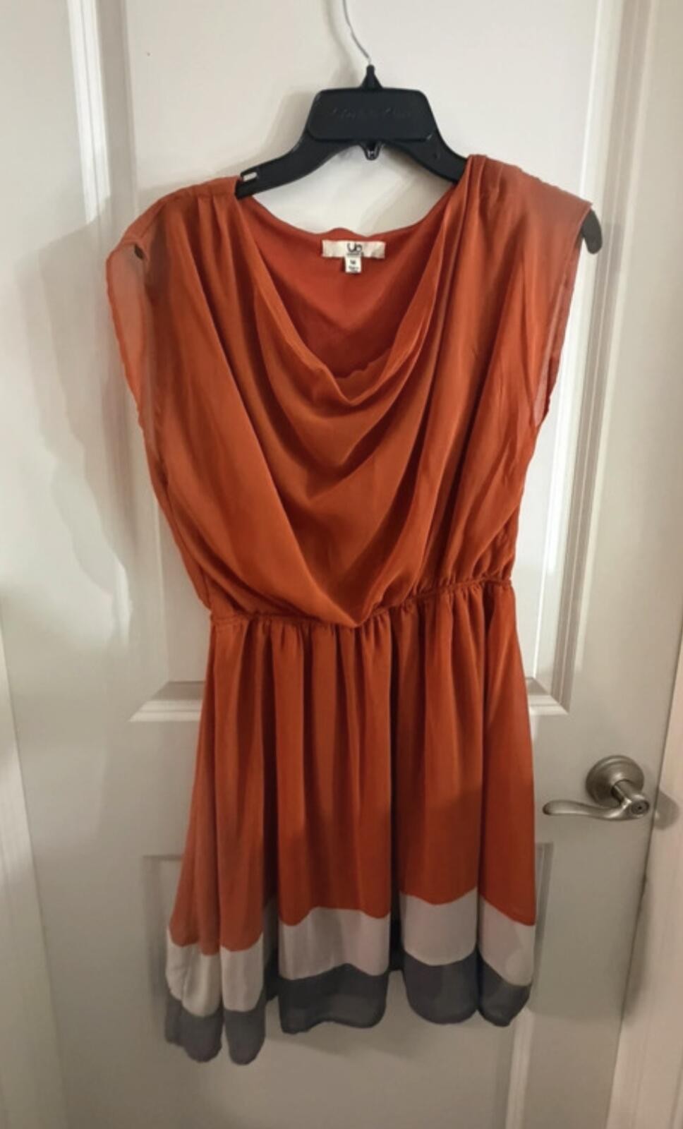 Y.A. Los Angeles Rust Draped Sleeveless Dress Size M Colorblock Hem