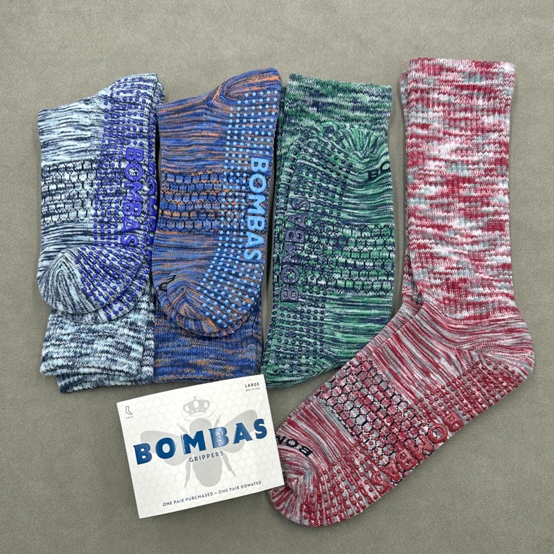 4 Pairs Women’s Performance Gripper Calf Socks Size Large 4 Colors Mix BOMBAS