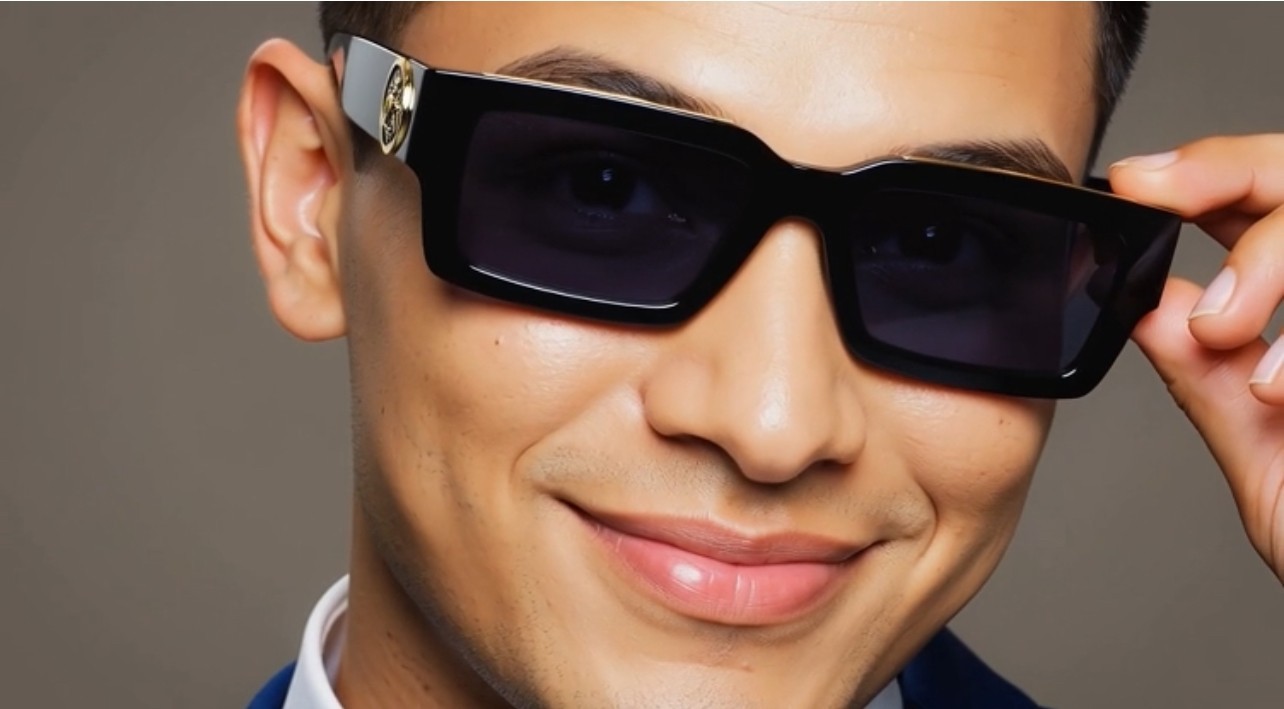 MEN GOLD LION HEAD MEDALLION SUNGLASSES CLASSIC CASUAL RETRO DESIGNER OUTDOOR