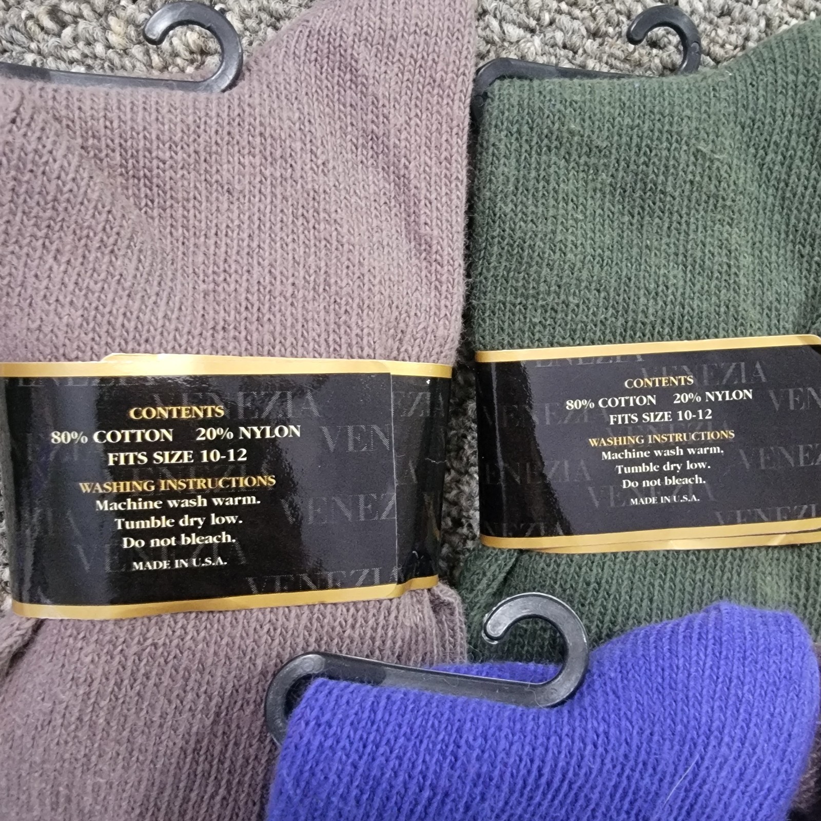 Vtg Venezia Vitale Turn Cuff Slouch Socks Sz 10-12 Cotton Nylon USA – Lot Of 5