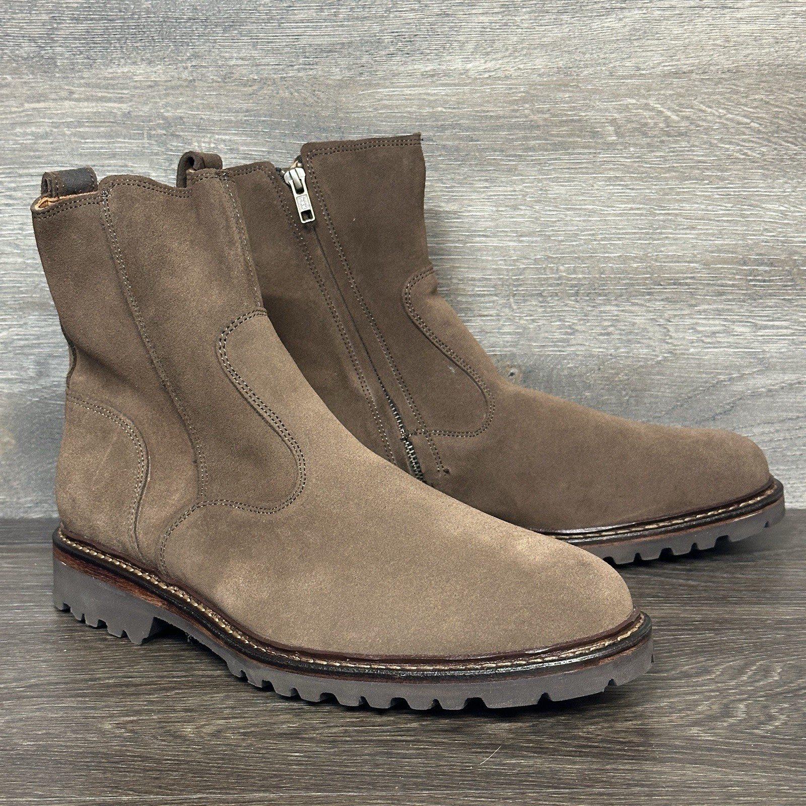 Allen Edmonds Men’s Discovery Moto Boots Sz 10.5 Suede Side Zip Brown 4929