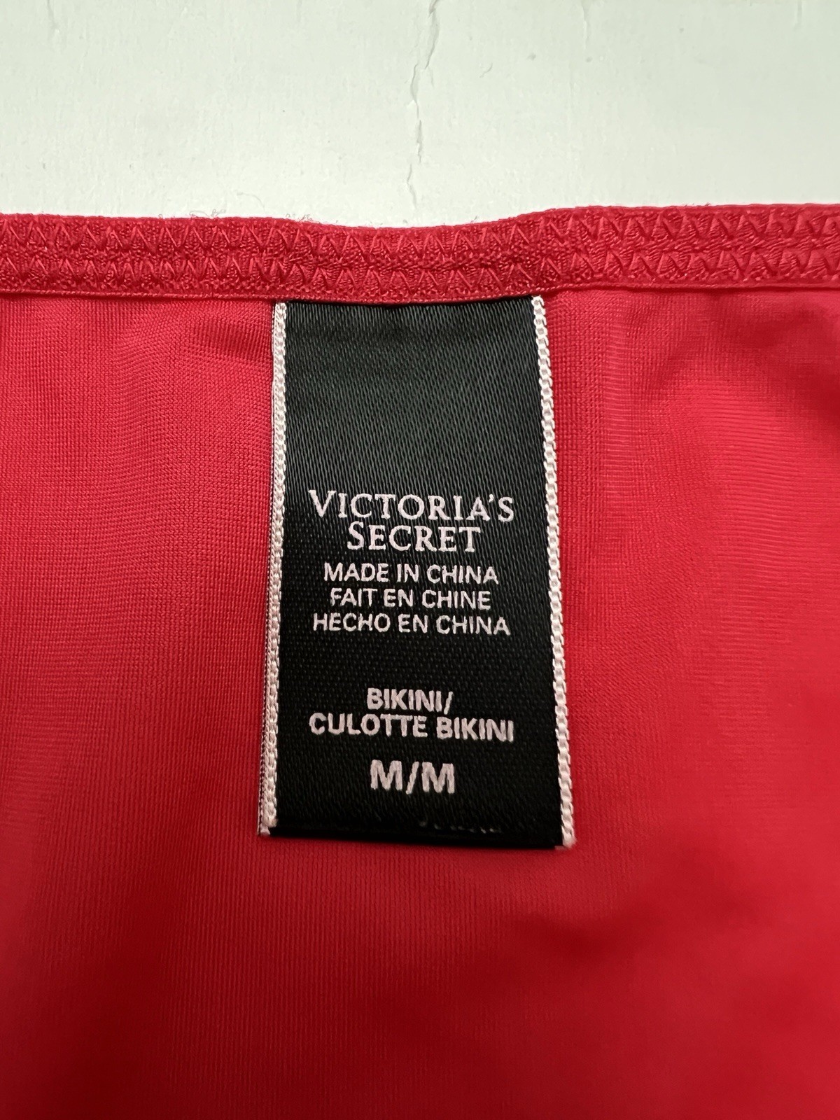 VTG Victoria’s Secret Everyday Satin Smooth Red Black Lace Bikini Panty medium