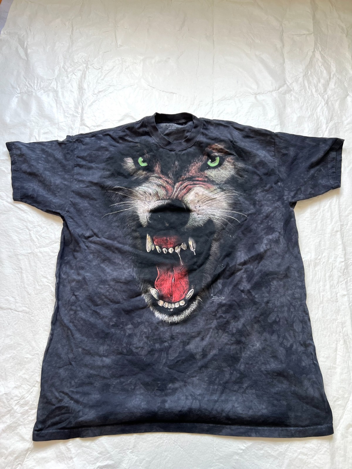 The Mountain Wolf T Shirt black tie dyed big face adult 3XL XXXL t-shirt