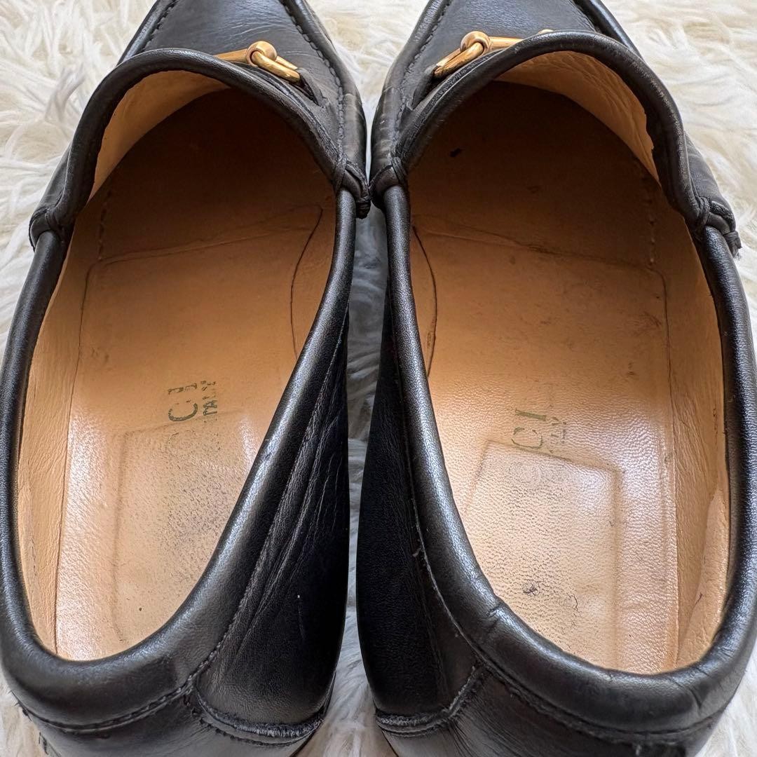 Rare GUCCI Horsebit Loafers Black Leather 35.5 22.5cm Elegant Italian Made