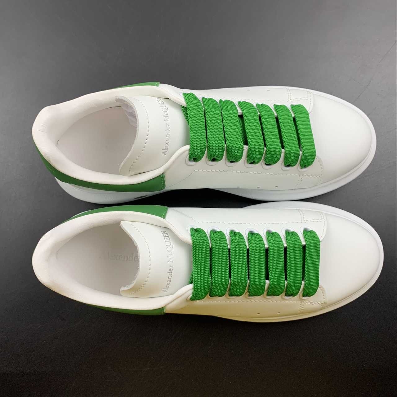 Alexander McQueen Oversized White Green Low Top Leather Sneakers