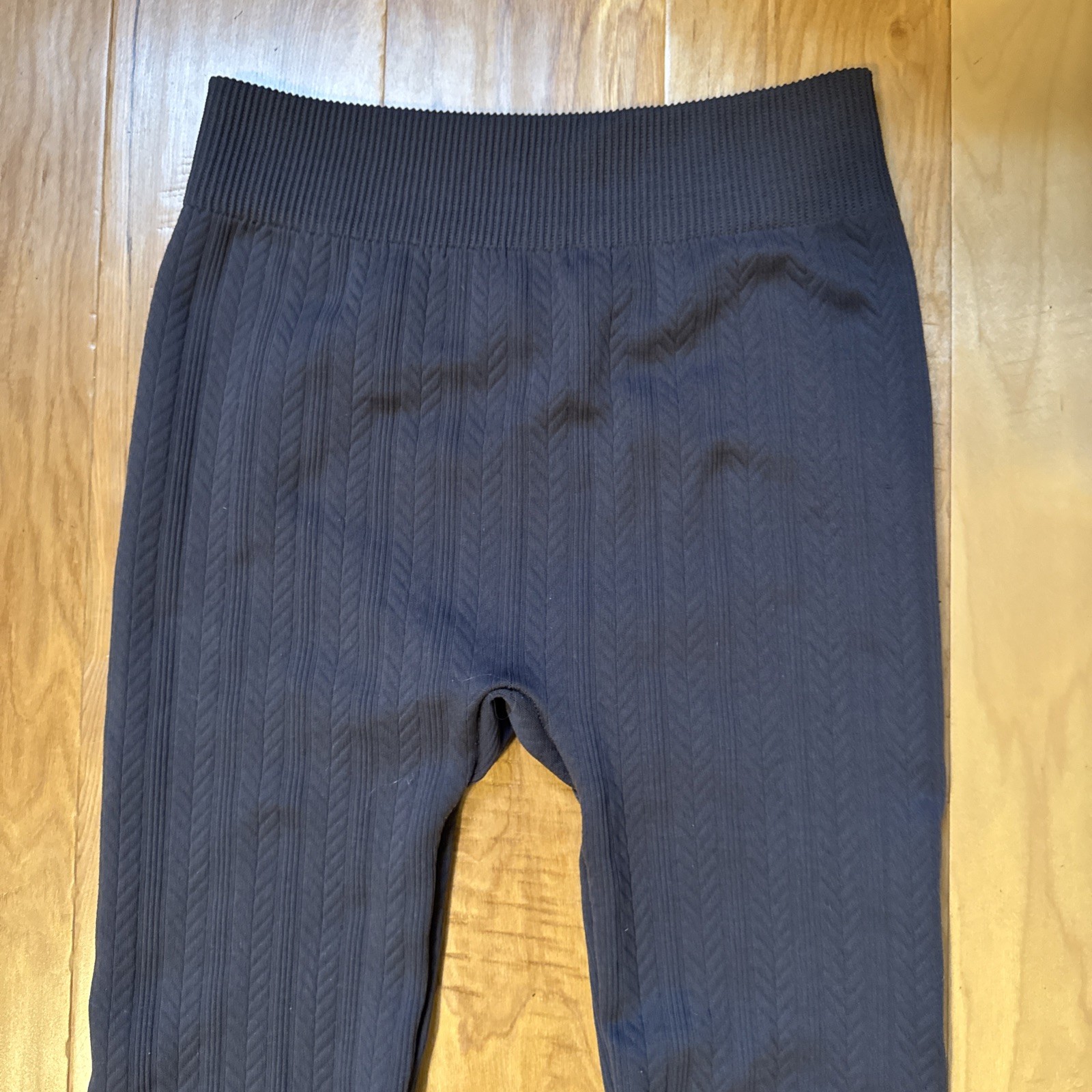Nautica Womens Ribbed Cable Knit Fleece Lined Leggings S/M Gray EUC