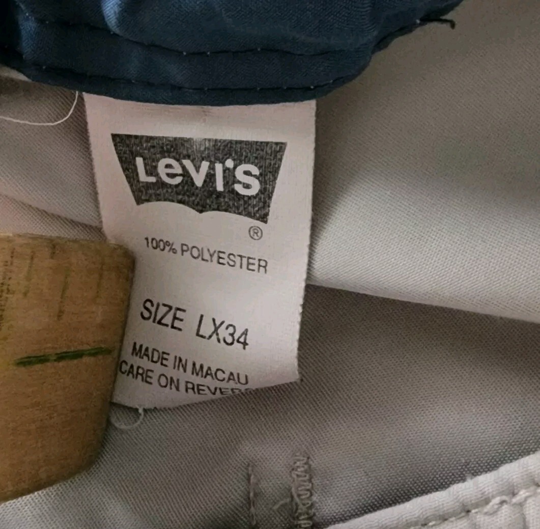 VTG Men’s Levi’s SilverTab Beige Polyester Cinch Waist Baggy Pants 34 Skate Y2K