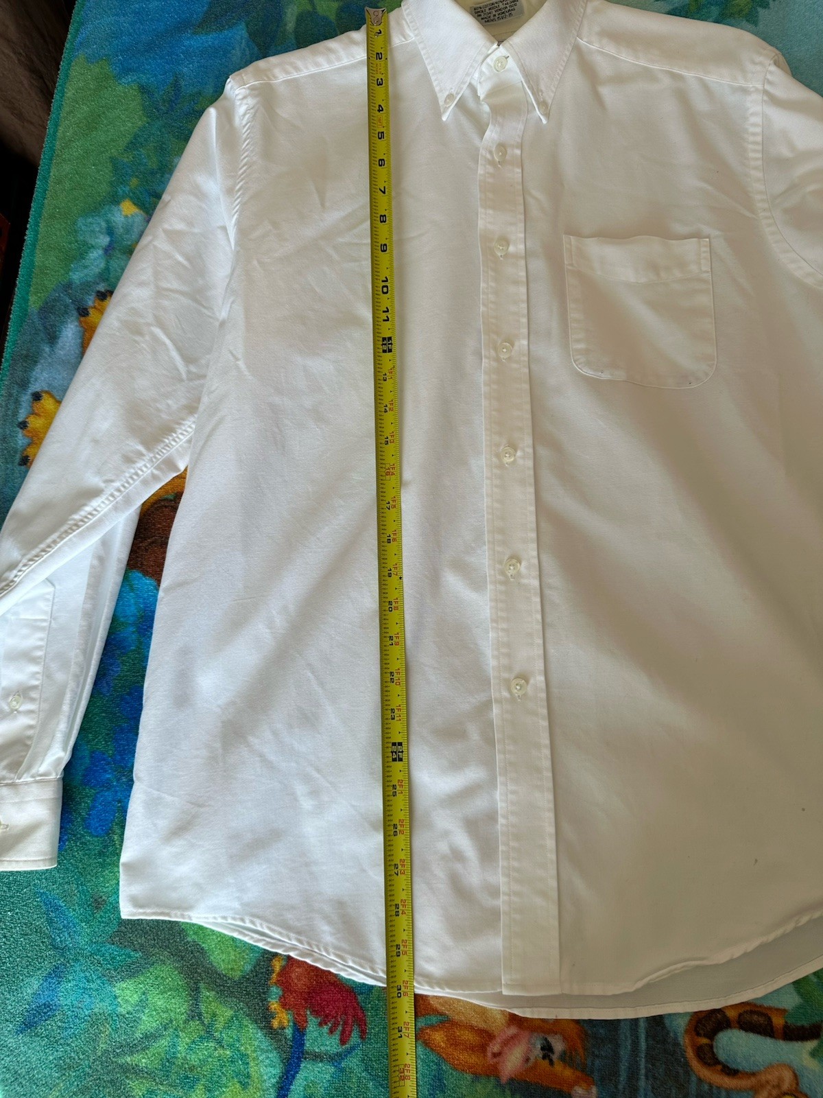 VTG LL Bean Men White Button Down Shirt Long Sleeve SingleNeedle Tailor 15 1/2