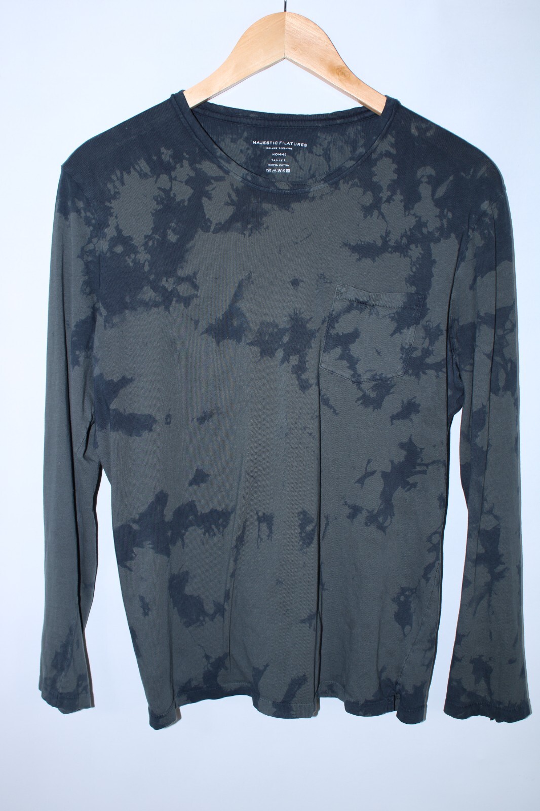 Majestic Filatures Homme Men’s Large Green Camo Long Sleeve Deluxe Teeshirt