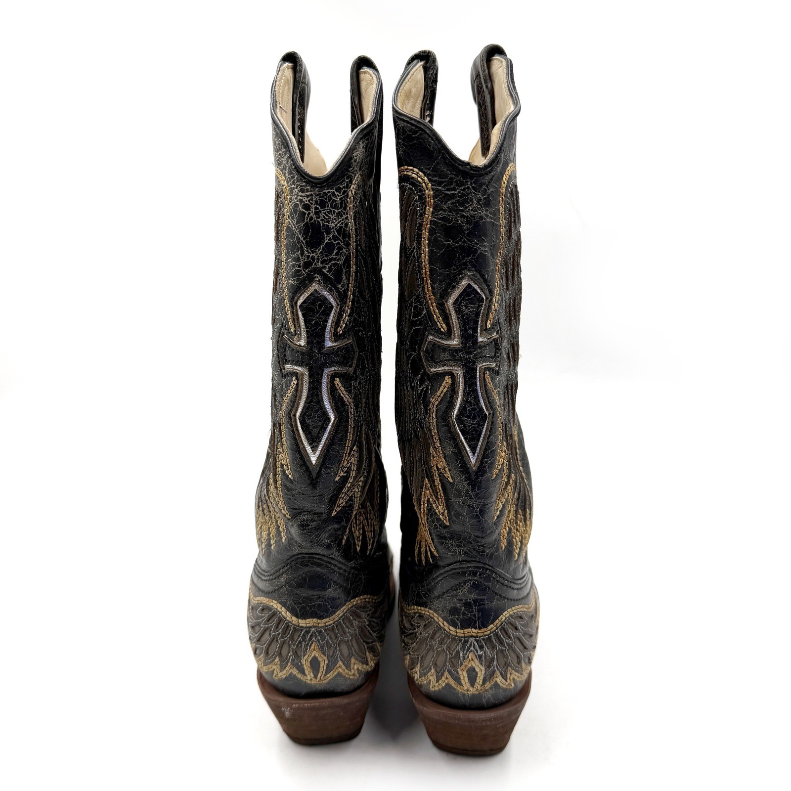 Corral Western Boots Black Wing Cross Embroidery Western Womens 6.5 M A1967