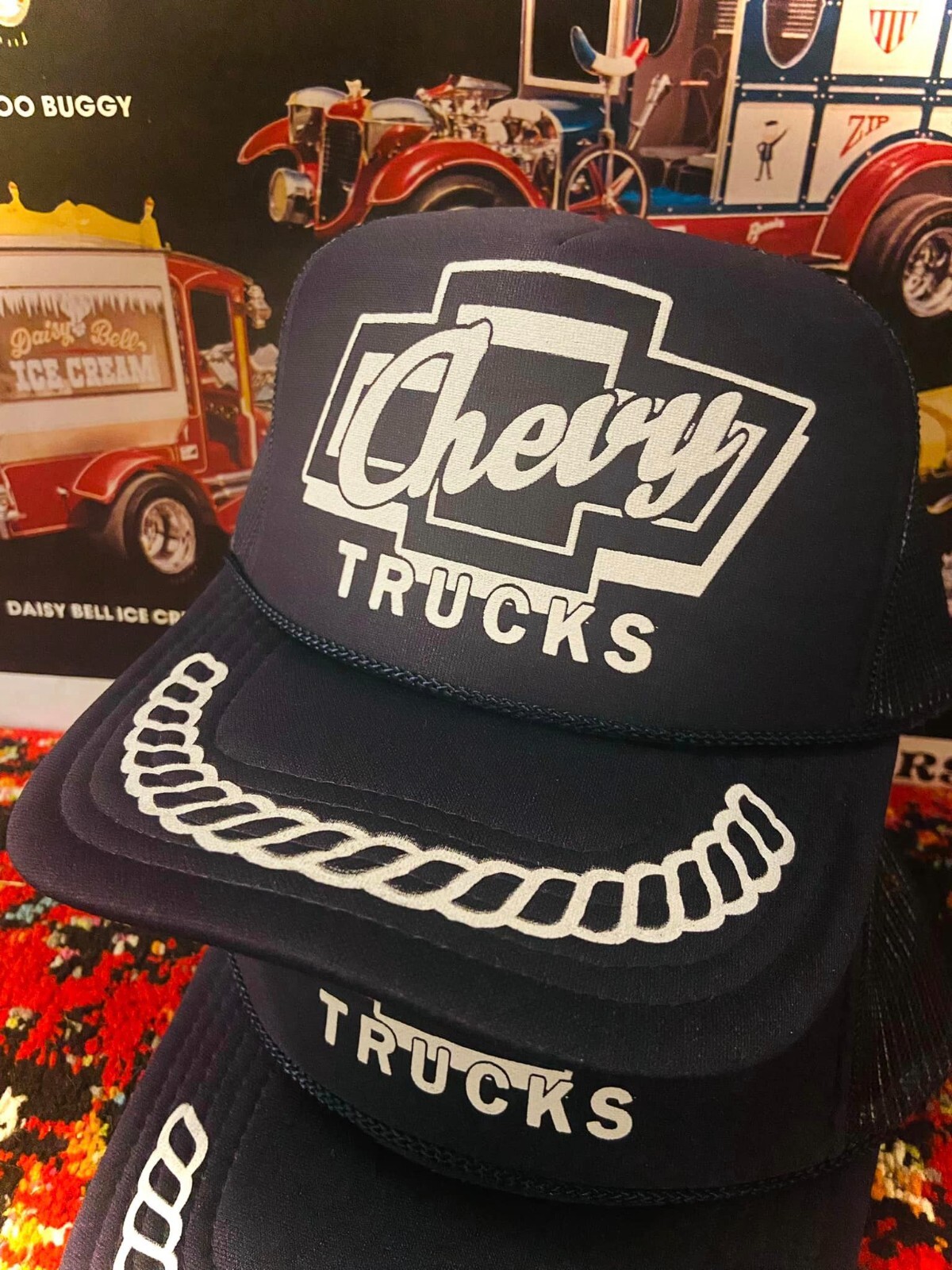CHEVY TRUCK navy trucker hat c10 silverado half ton blazer lift kit wheels tires