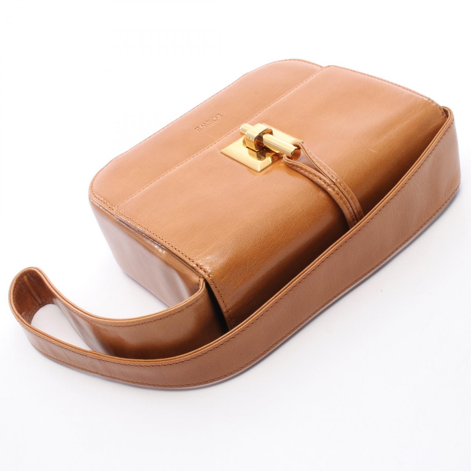 LOEWE Shoulder Bag leather Brown Gold GHW Used Women