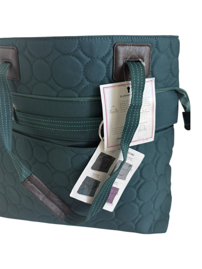Thirty-One NEW Jade Quilted Dots $75 Vary You Versatile Tote Bag Handbag Purse