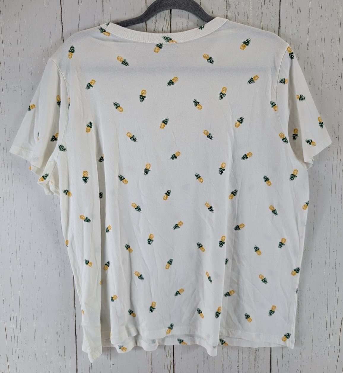 Old Navy Size XL Womens Multicolor Pineapple Print Short Sleeve Cotton Top