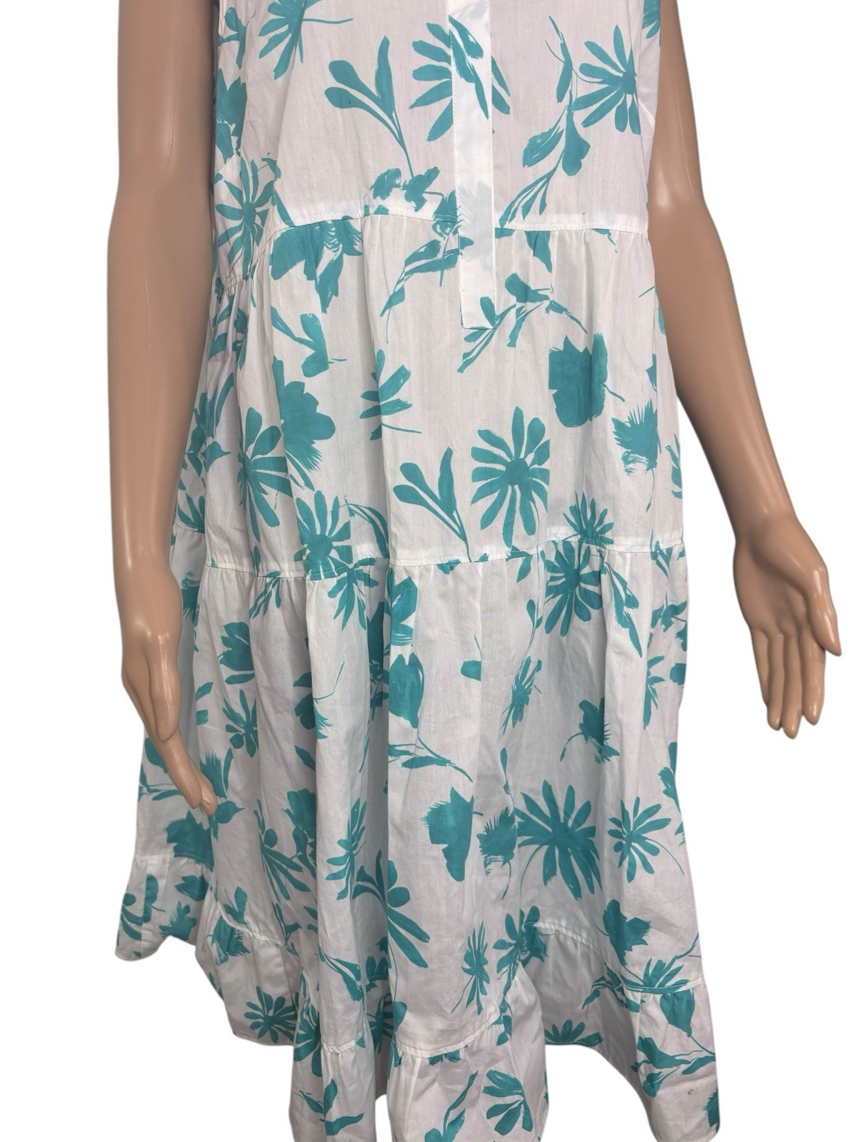 Rosso35 Pure Cotton Sleeveless Tiered Summer Dress Italian Size 50
