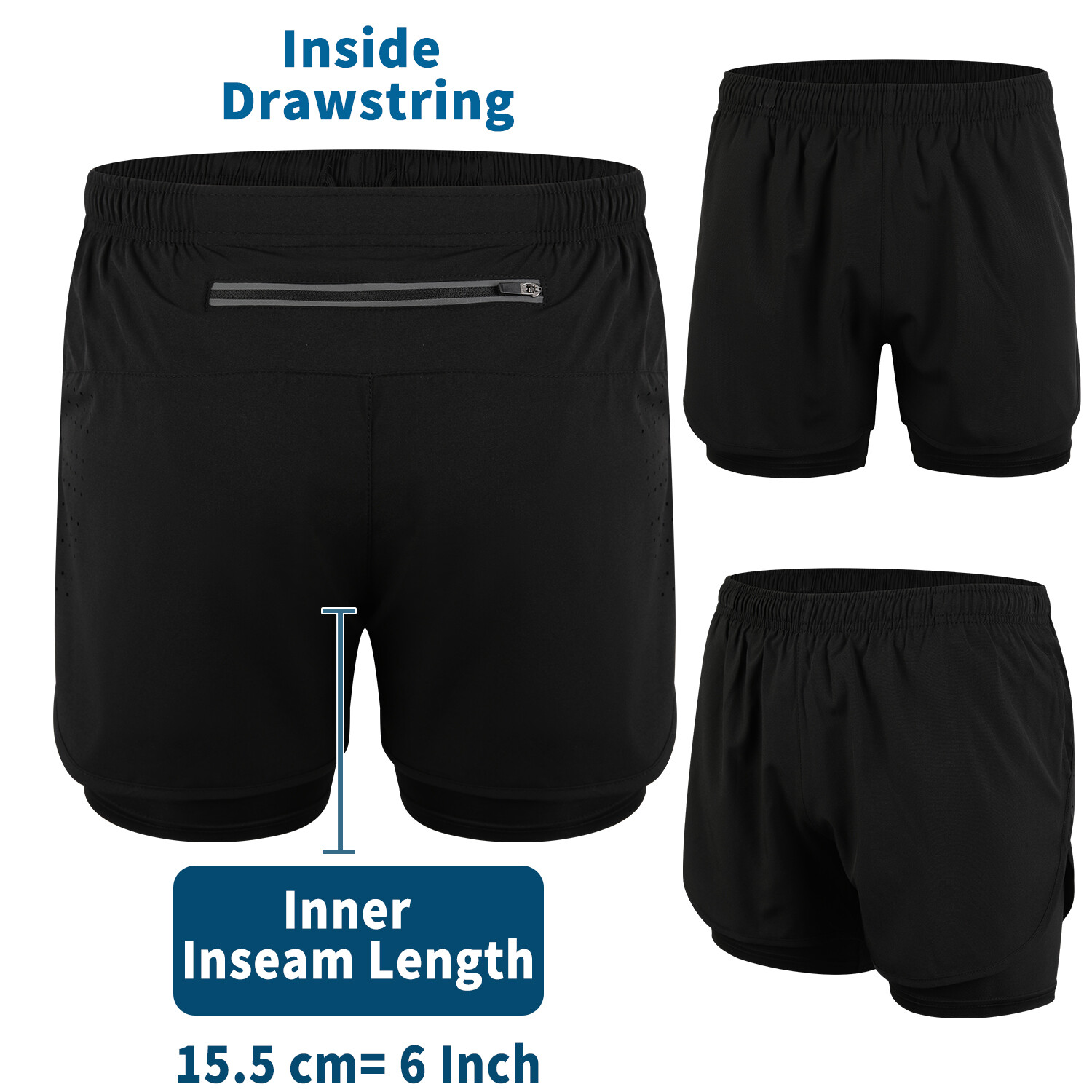 2 in 1 Mens Gym Shorts Training Fitness Running Quick Dry Sport Pants Jogging US