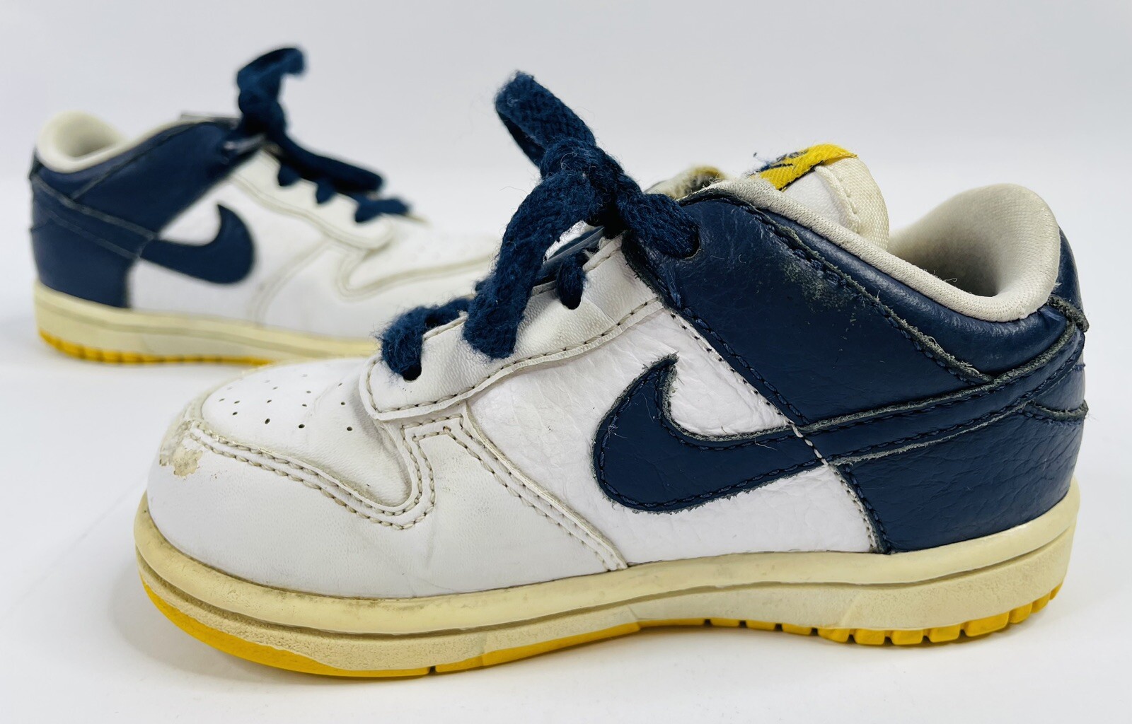Vintage 2007 Nike Dunk Low Toddler 7C Navy White Yellow 316610-145 Rare Used