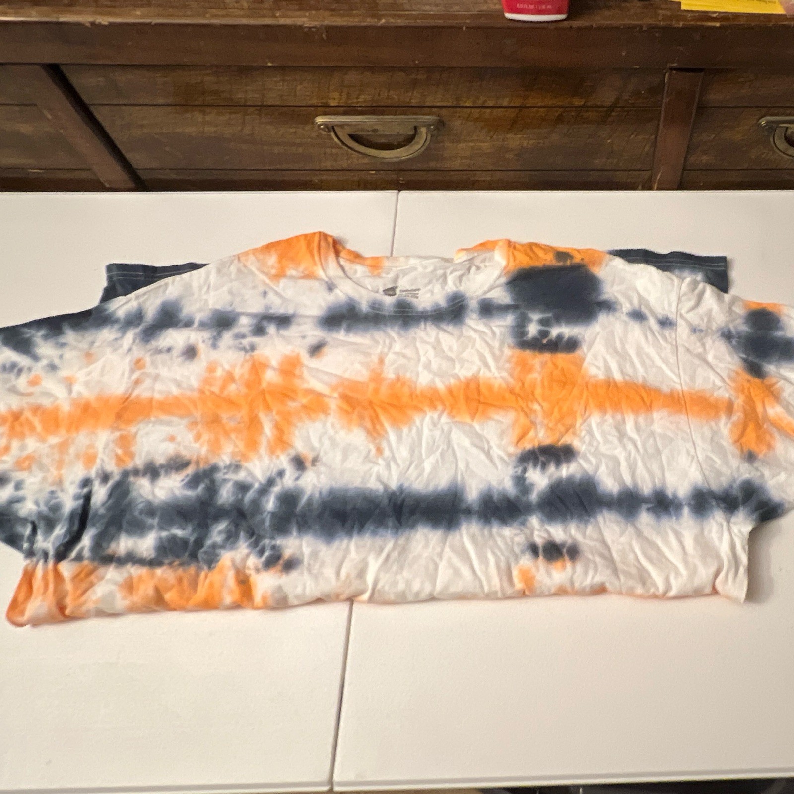 3XL Orange and Black Short Sleeve Tye Dye Shirt