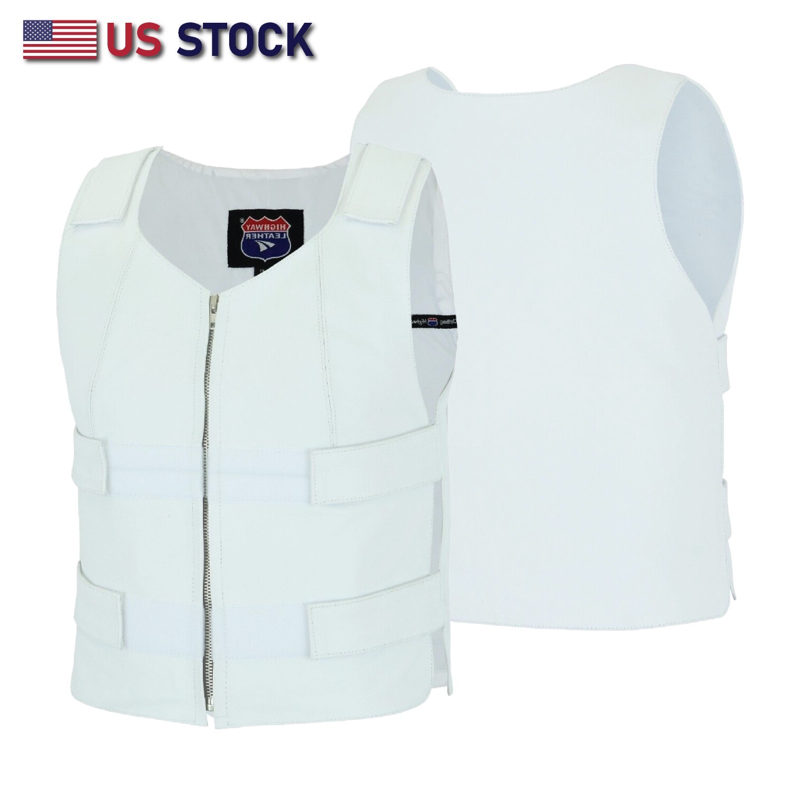 White Women Bullet Proof style Leather Motorcycle Vest for bikers Club Tactical