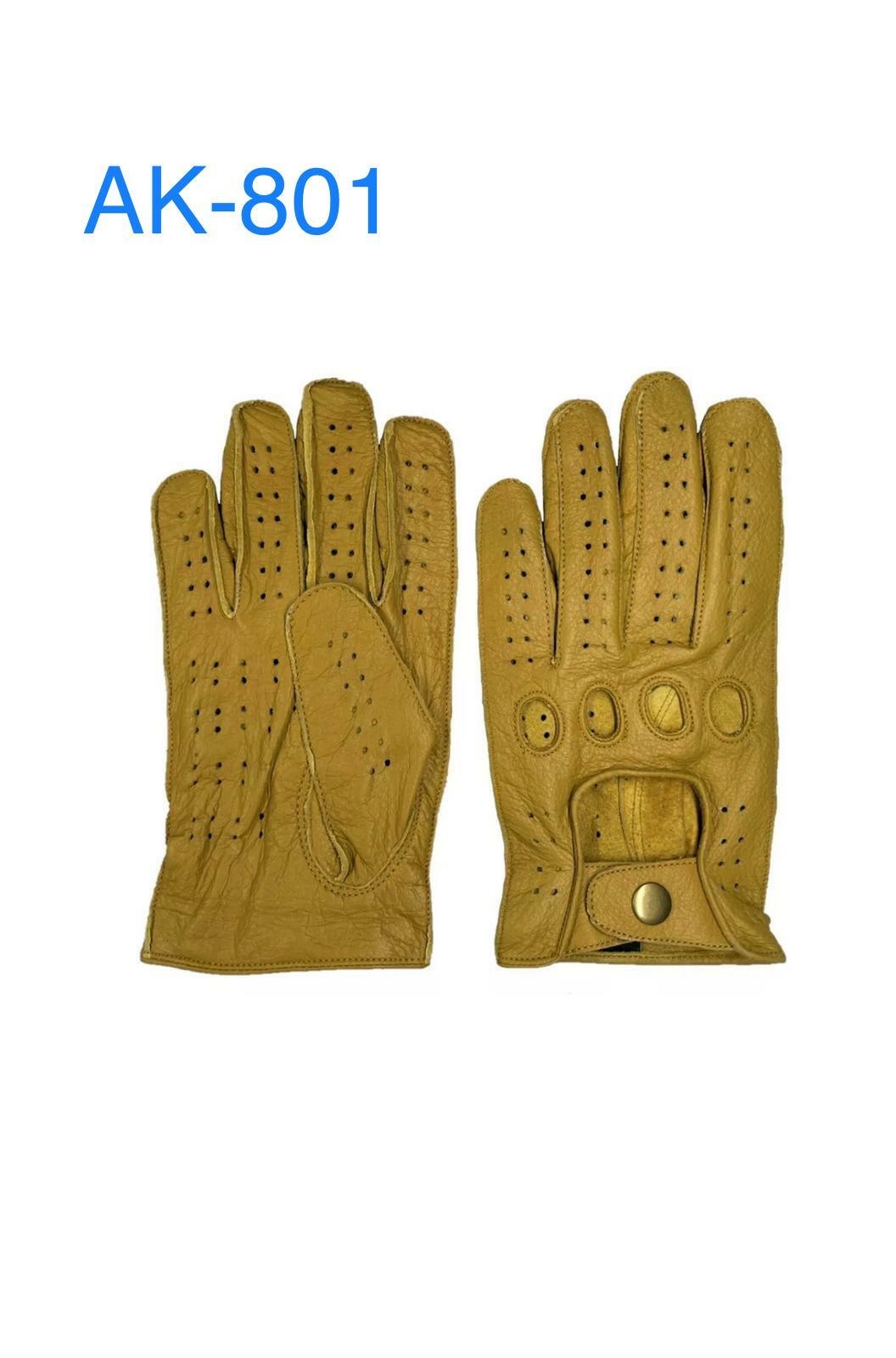 Driving Gloves Car Motorcycle Biker Genuine Leather Police Drivers Glove Mustard