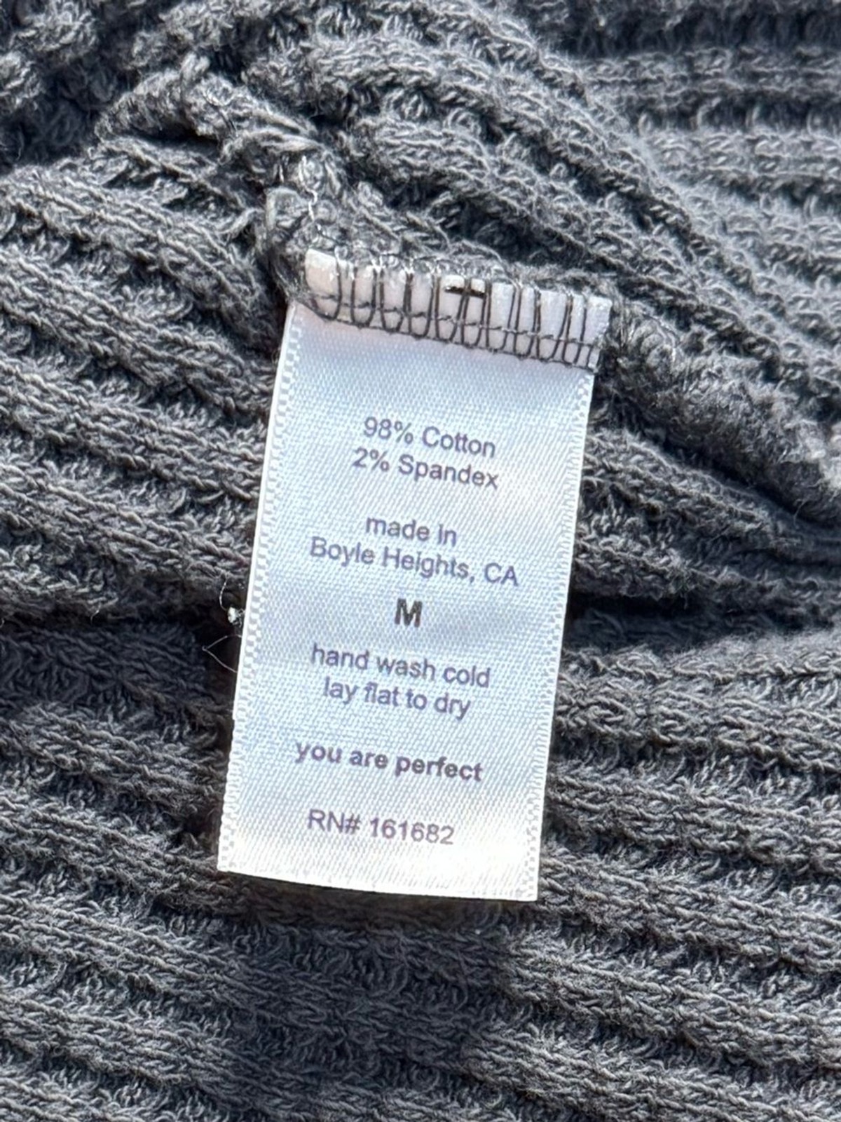 perfectwhitetee Luna Waffle Long Sleeve Top size M