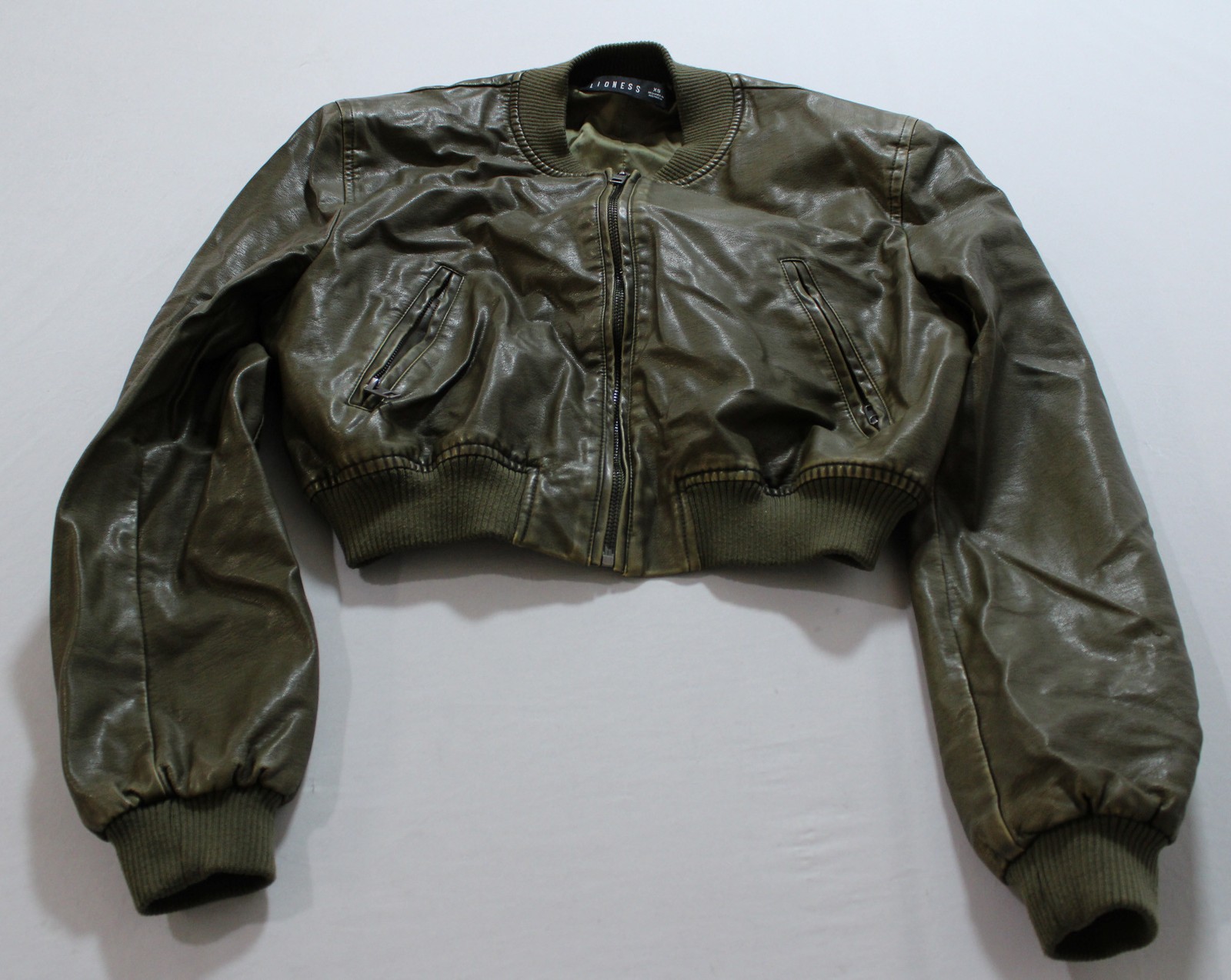 Lioness Women’s Allure Faux Leather Padded Bomber Jacket CD4 Ash Size XS