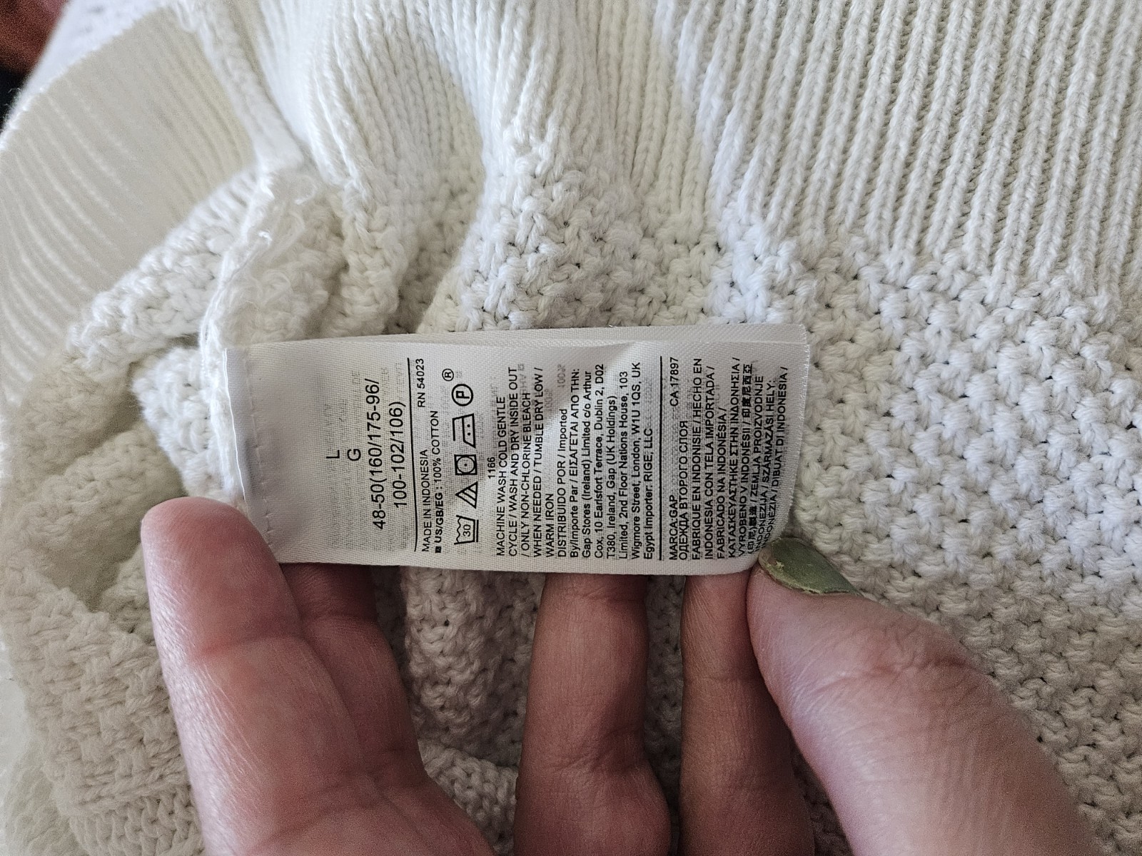 Gap Cable Knit Chunky Fisherman’s Sweater Pullover White Women’s Size Large L