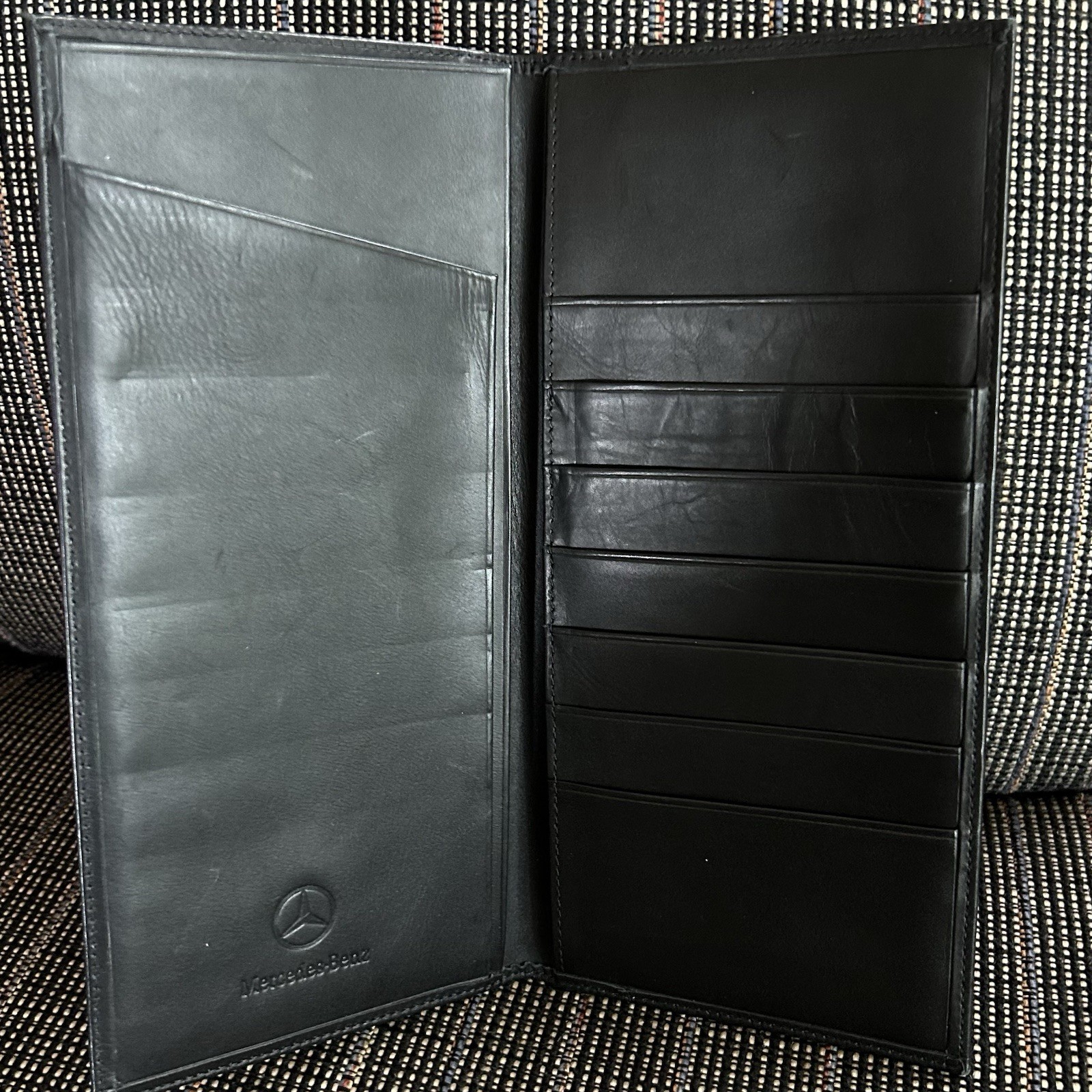 Mercedes Benz OEM Black Leather Bifold Document Wallet Check Cash Credit Card