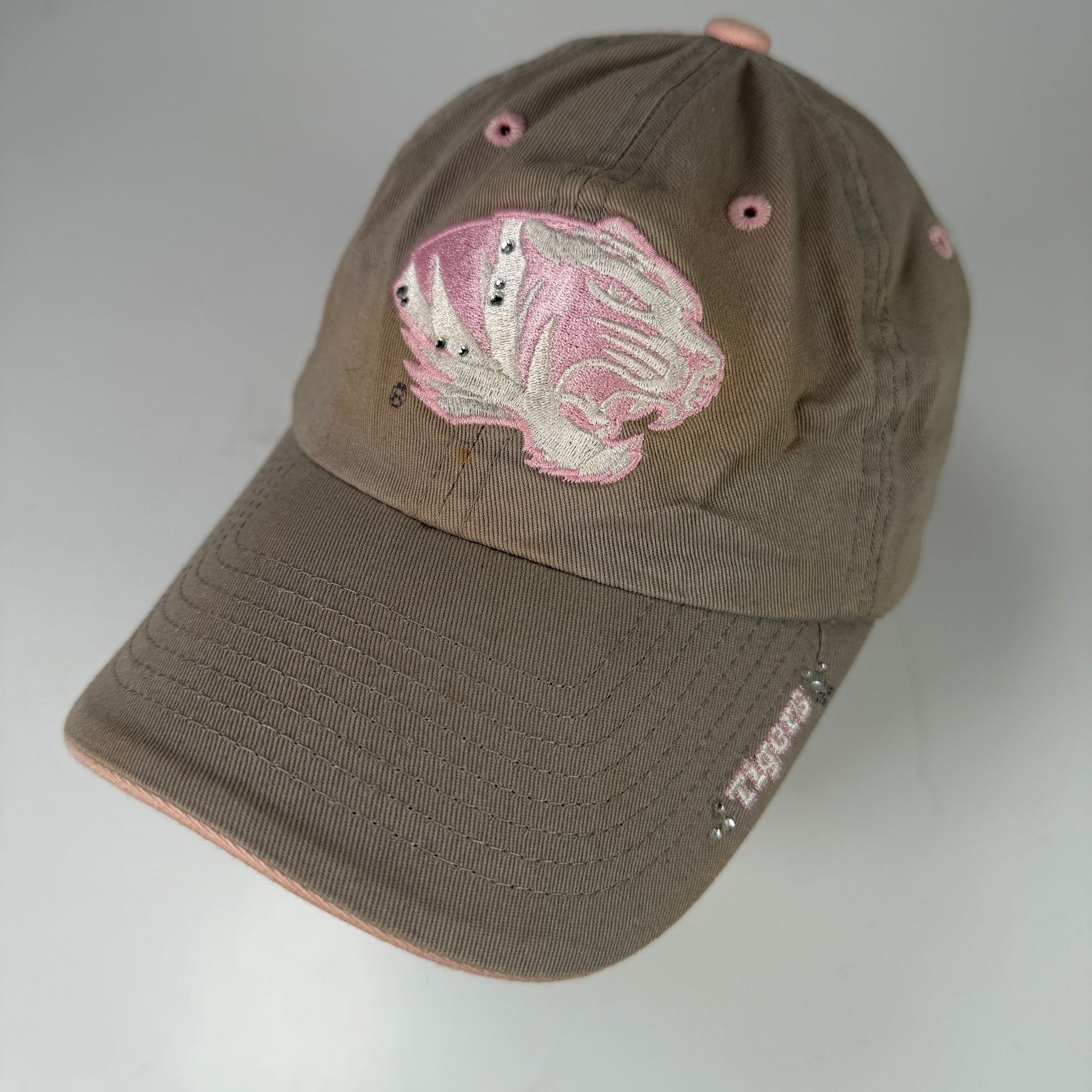Missouri Tigers NCAA Captivating Hat Women’s Tan Pink OSFA Bling Rhinestones
