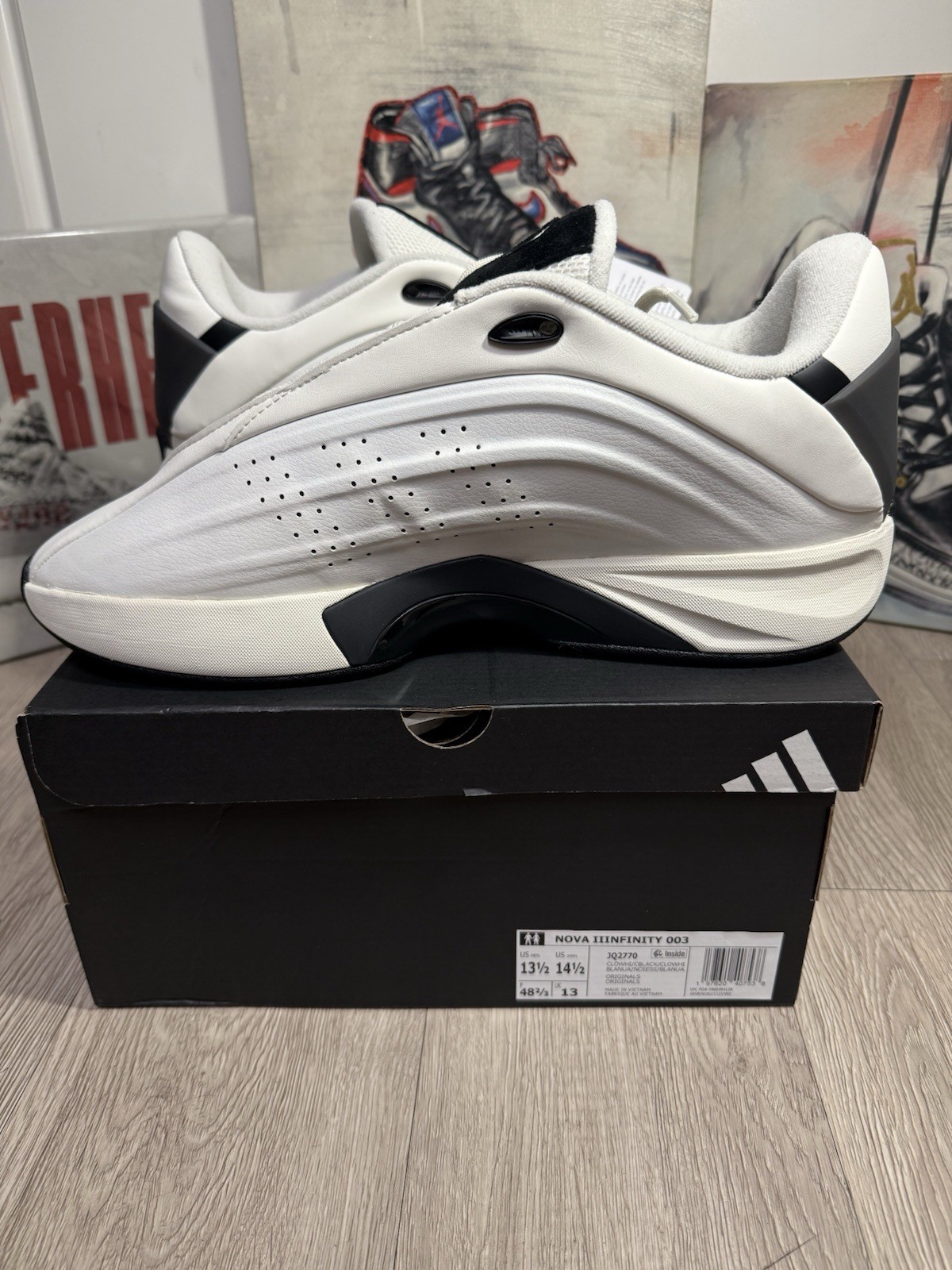 New Adidas Nova IIInfinity White/Blk Basketball Shoe Men Size 13.5, 14.5, 15, 16