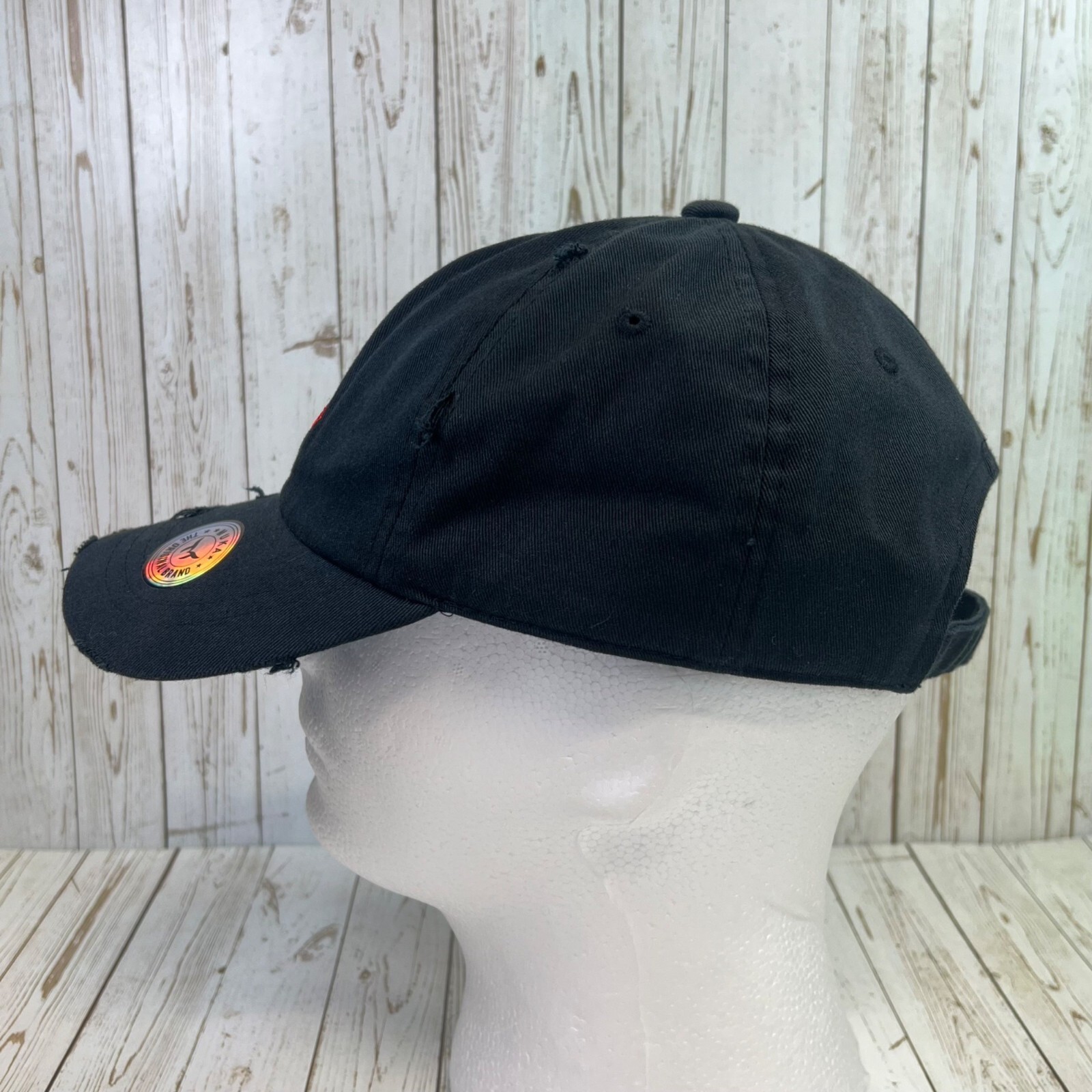 MUKA Paid Bear Dad Hat Cap Black Distressed Baseball Embroidered MU:KA: