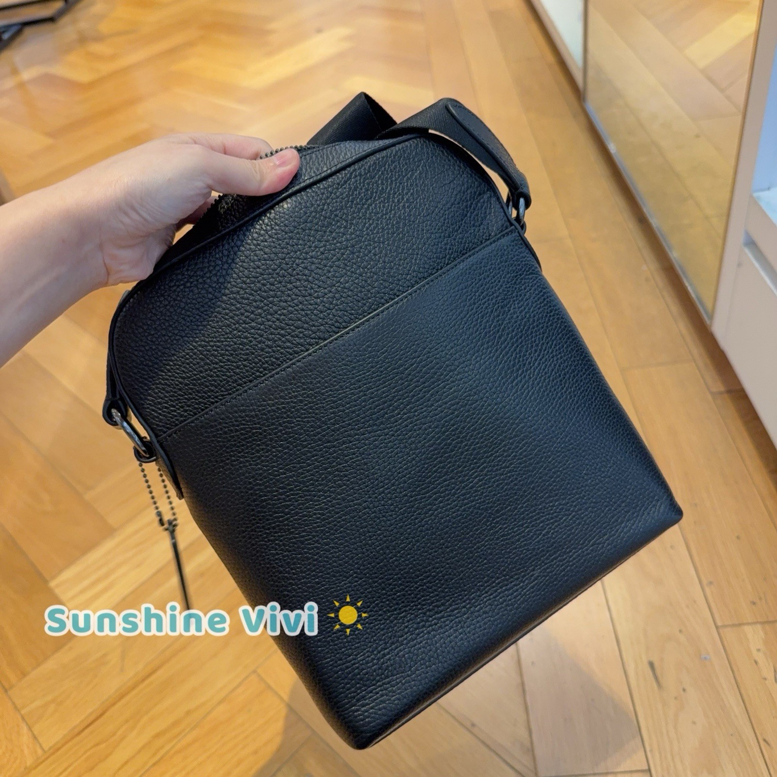 NEW COACH 4011 Houston Flight Bag In Pebble Leather Crossbody Gunmetal/Black