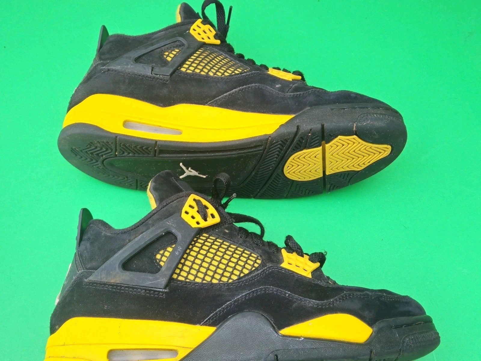 Defects Size 8 Nike Air Jordan 4 Retro Thunder Shoes DH6927-017 Black Yellow
