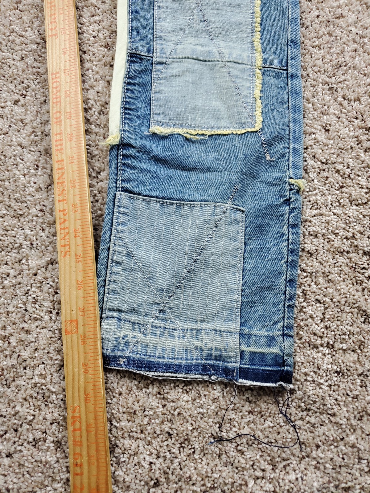 Mnml Jeans Mens 28 Patchwork Distressed Frayed Denim Straight Leg Streetwear NWT