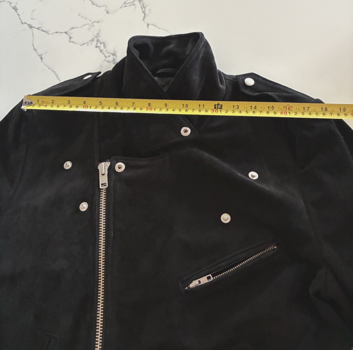 Rolla’s Black Suede Leather Moto Biker Jacket Size L Belted YKK Zip Lined