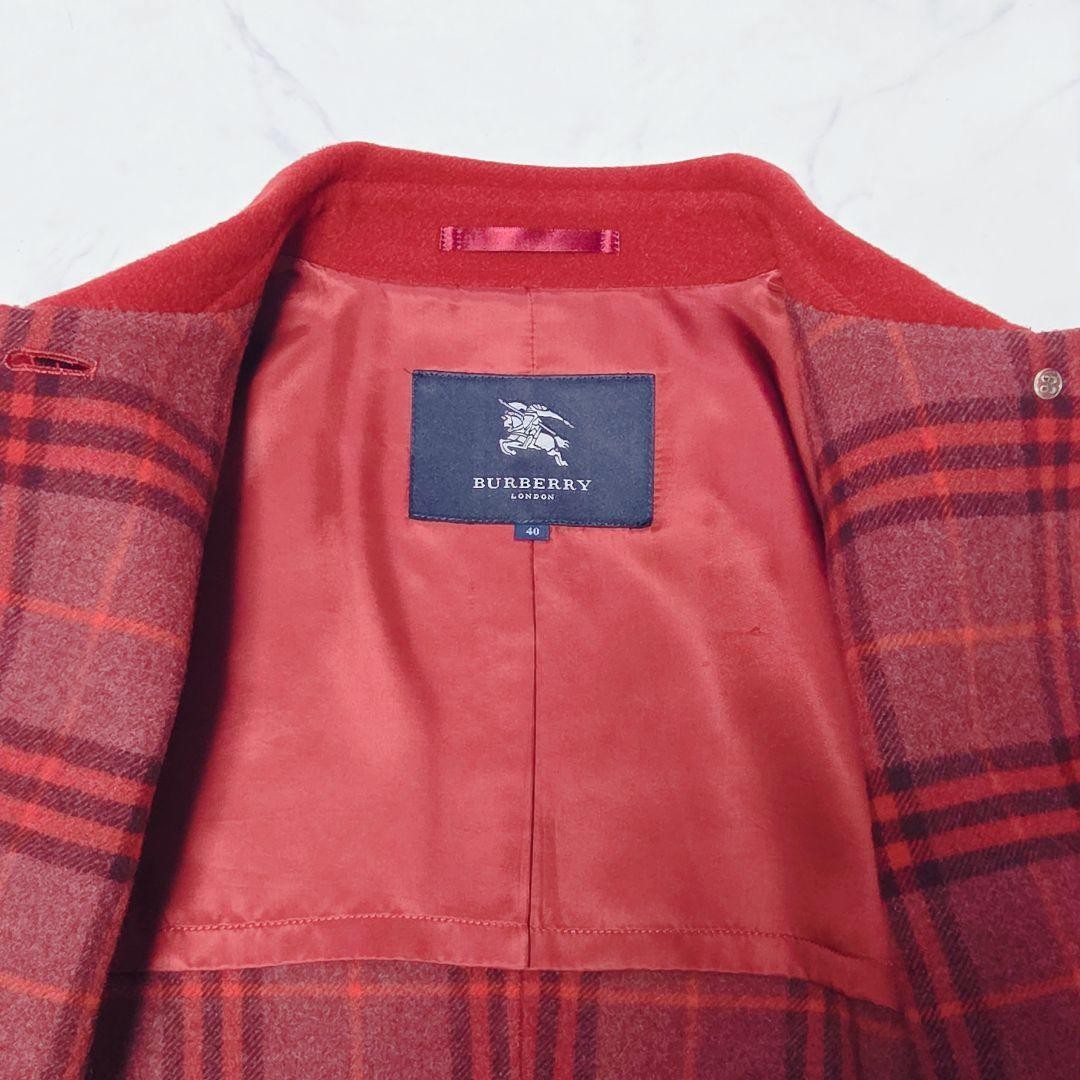 Burberry Cashmere Coat Nova Check Red L