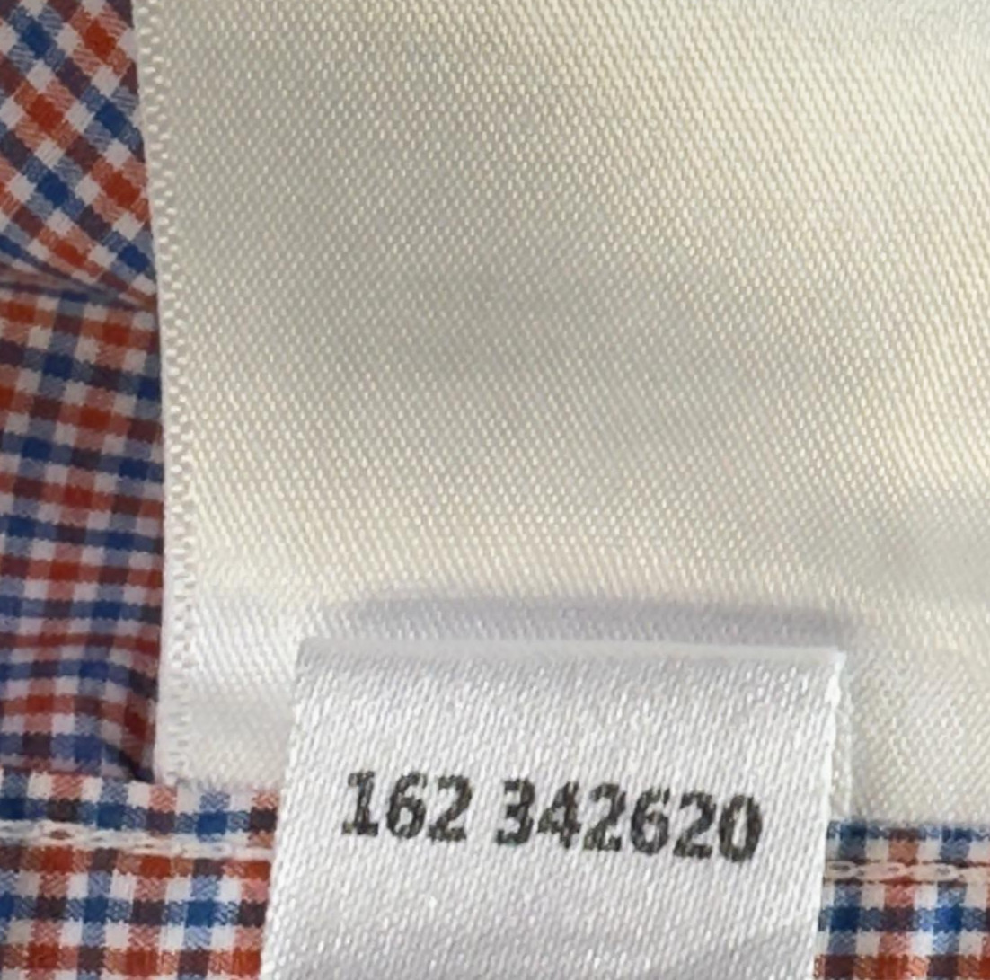 GANT Broadcloth Shirt Mens Medium Orange Check Regular Fit Preppy Smart Casual